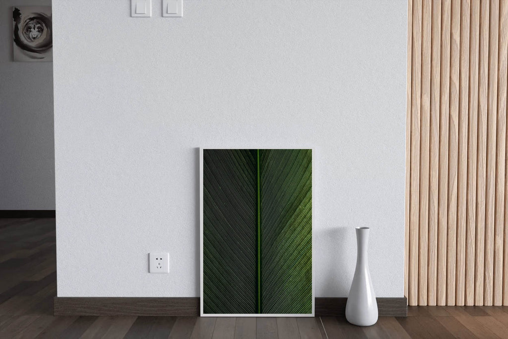 Leaf Lines Green Abstract Wall Art - beink online art store