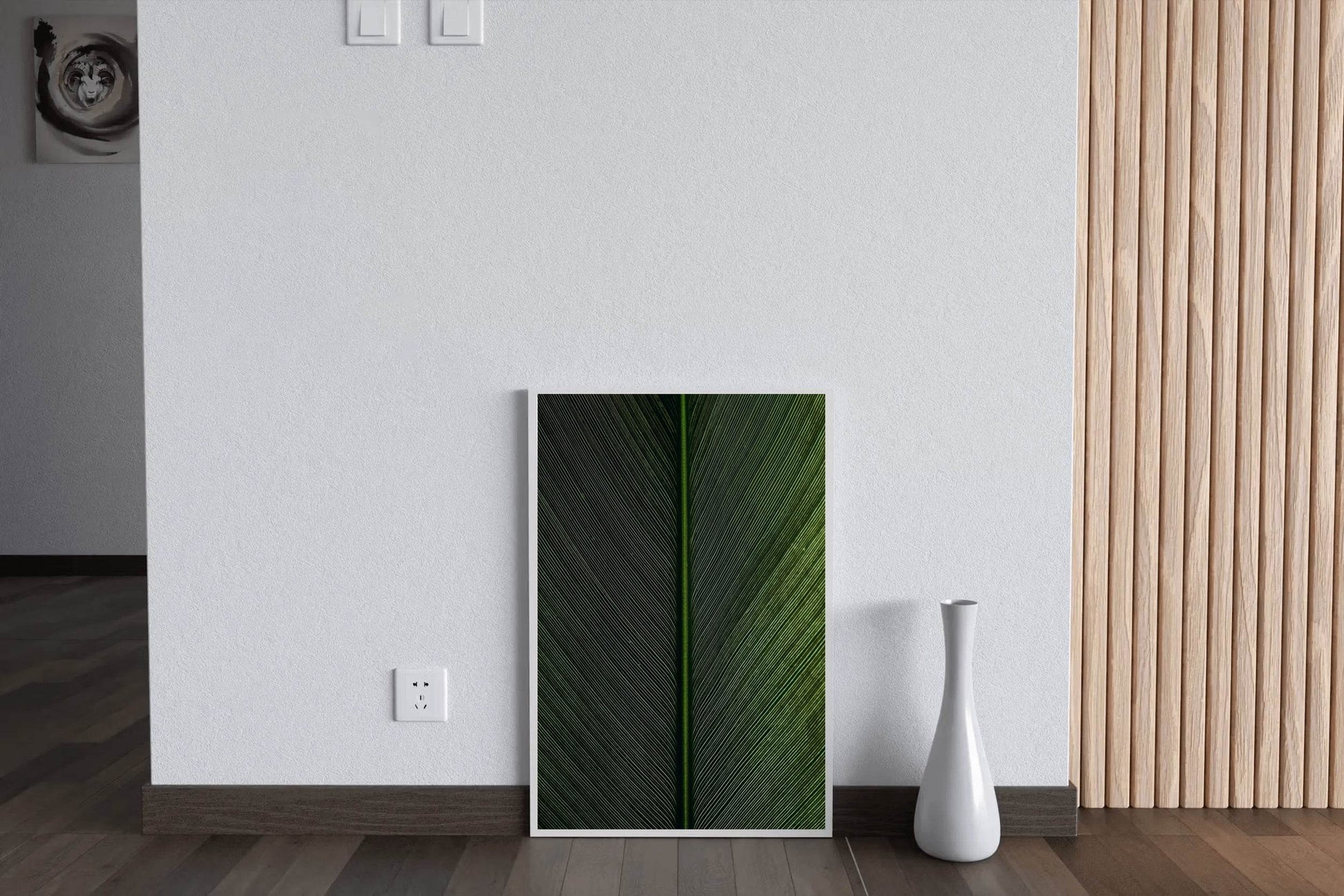 Leaf Lines Green Abstract Wall Art - beink online art store