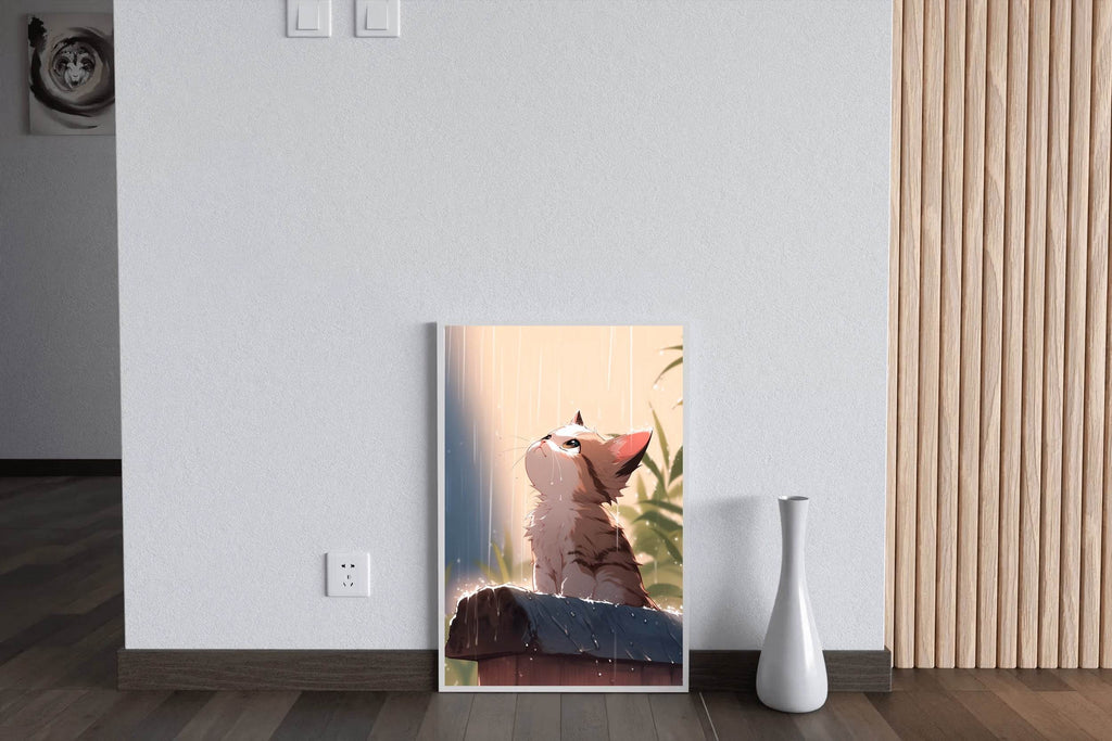 Rainy Weather Cats Anime Wall Art - beink online art store