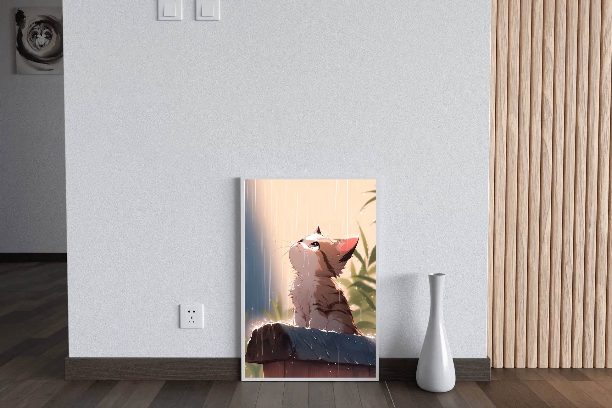 Rainy Weather Cats Anime Wall Art - beink online art store