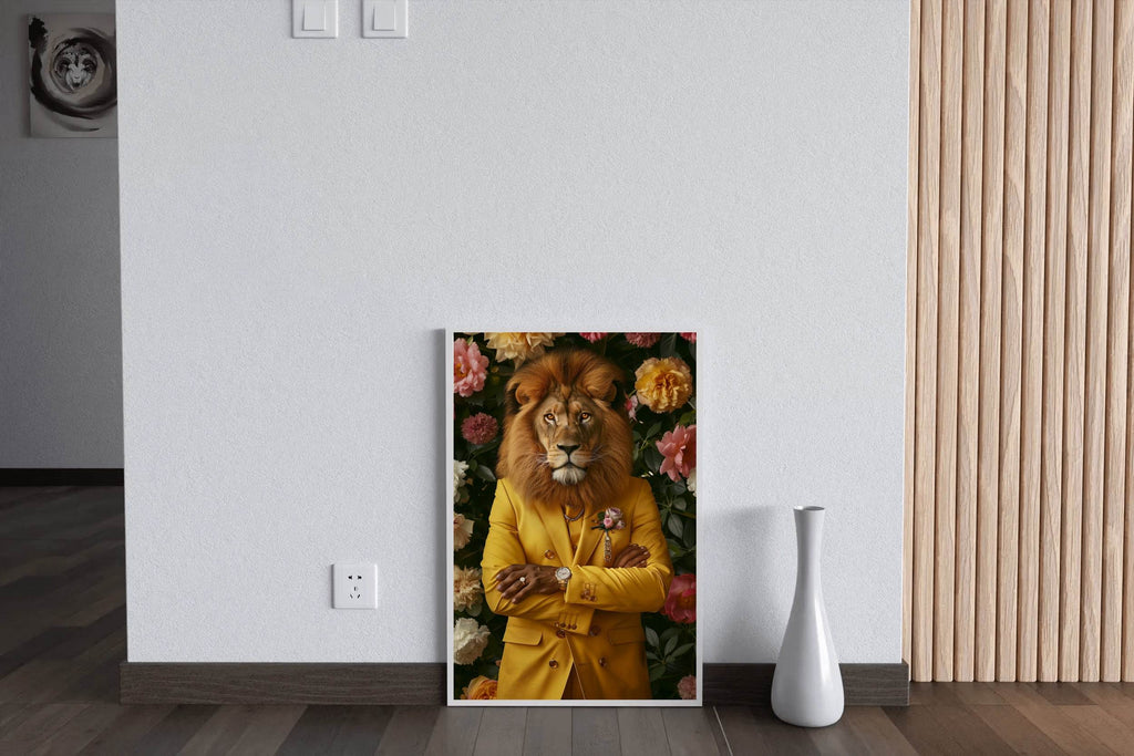 Master Flame Lion Wearing Coat Wall Art - beink online art store