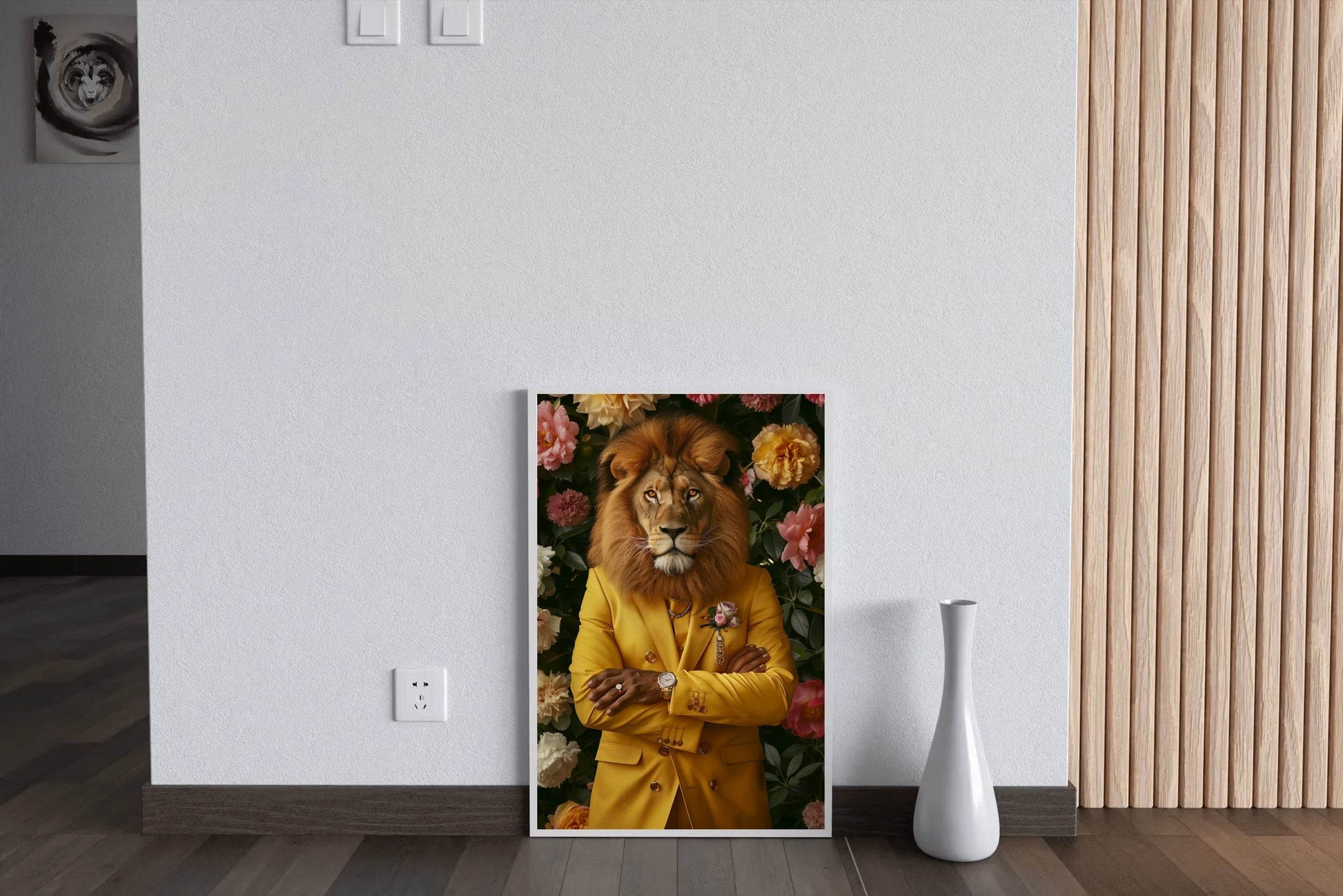 Master Flame Lion Wearing Coat Wall Art - beink online art store