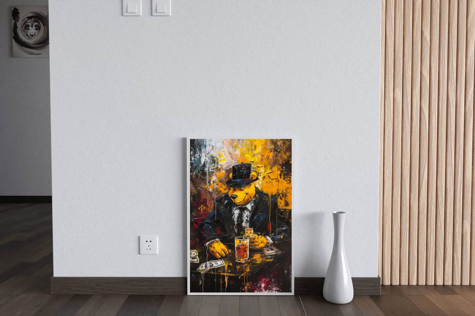 Painting of a Bear Dressed in a Suit and Hat - beink online art store