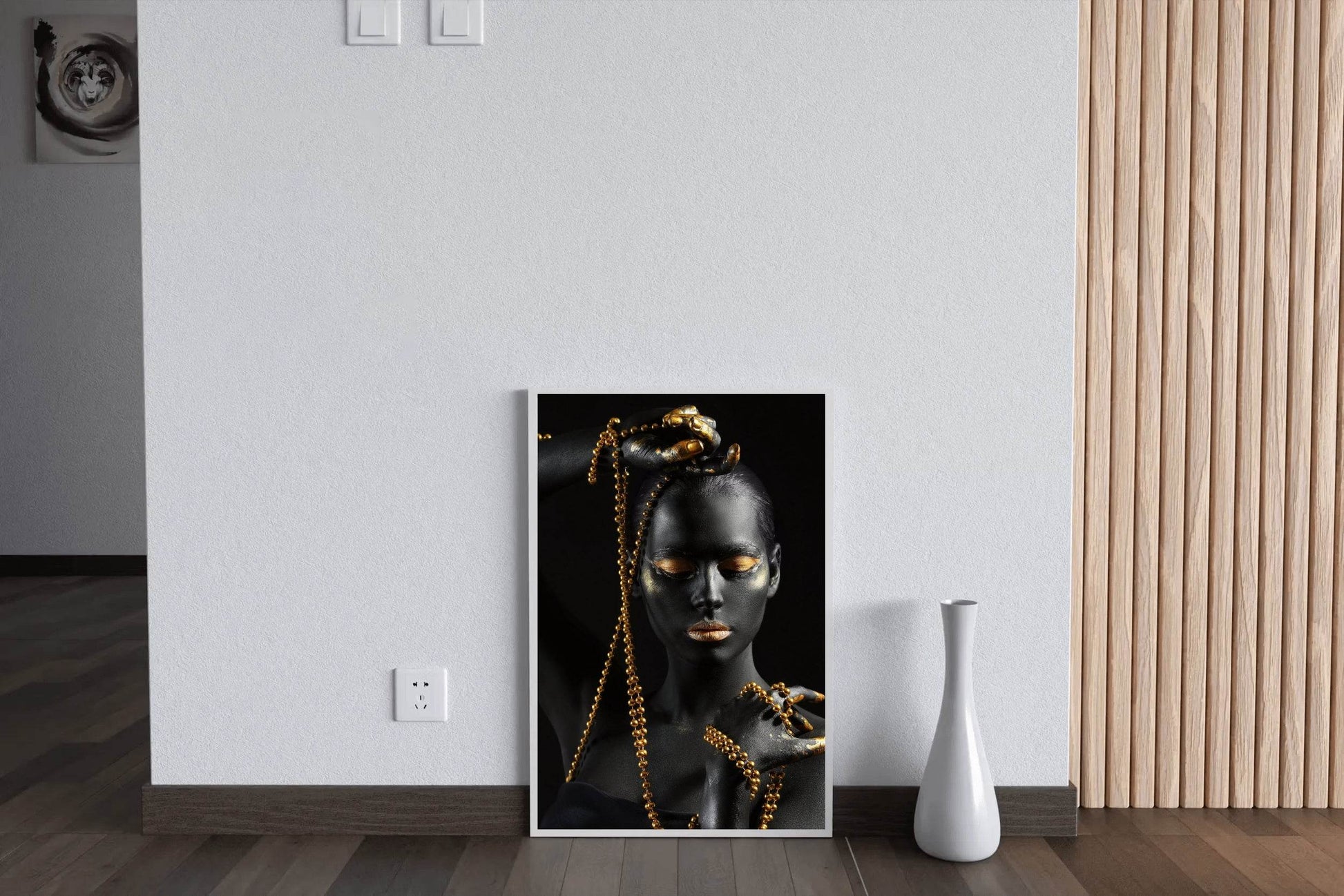 African Black Woman with Golden Jewelry - beink online art store