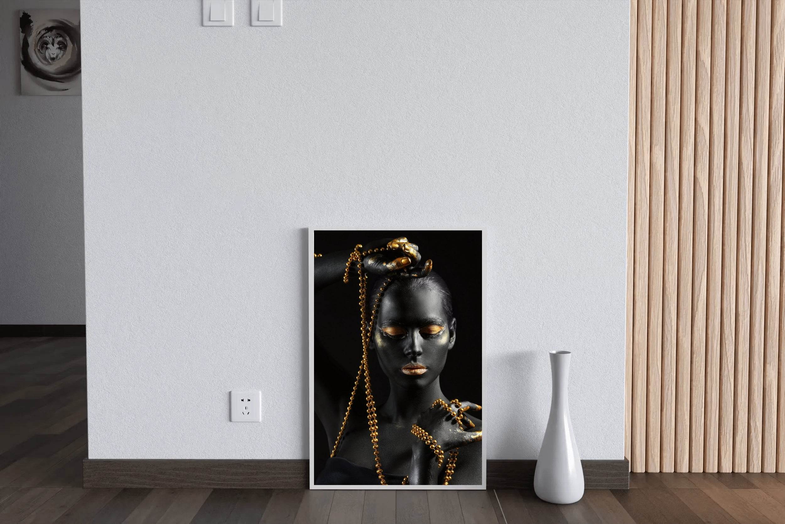 African Black Woman with Golden Jewelry - beink online art store