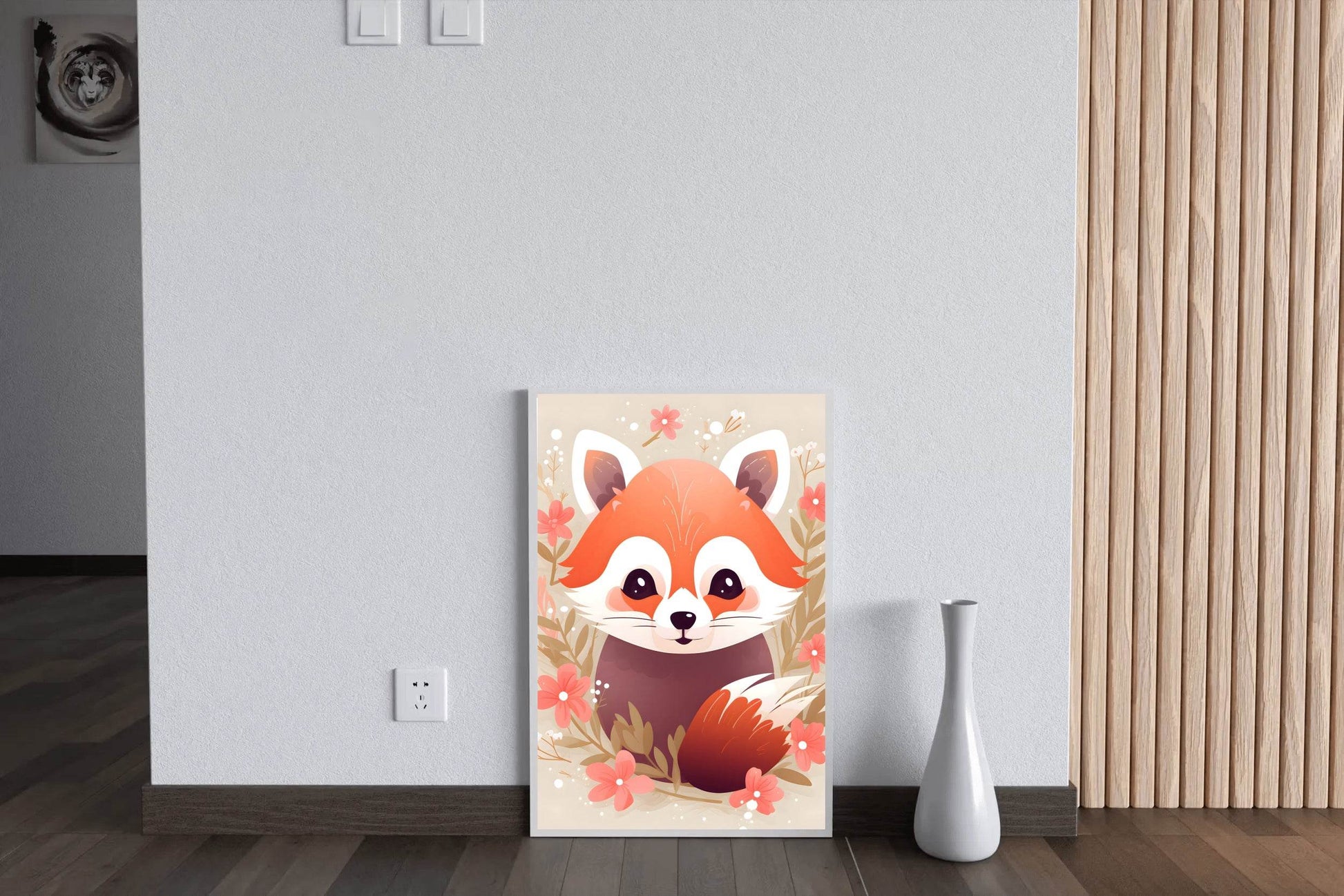 Cute Red Fox Sitting on the Ground - beink online art store