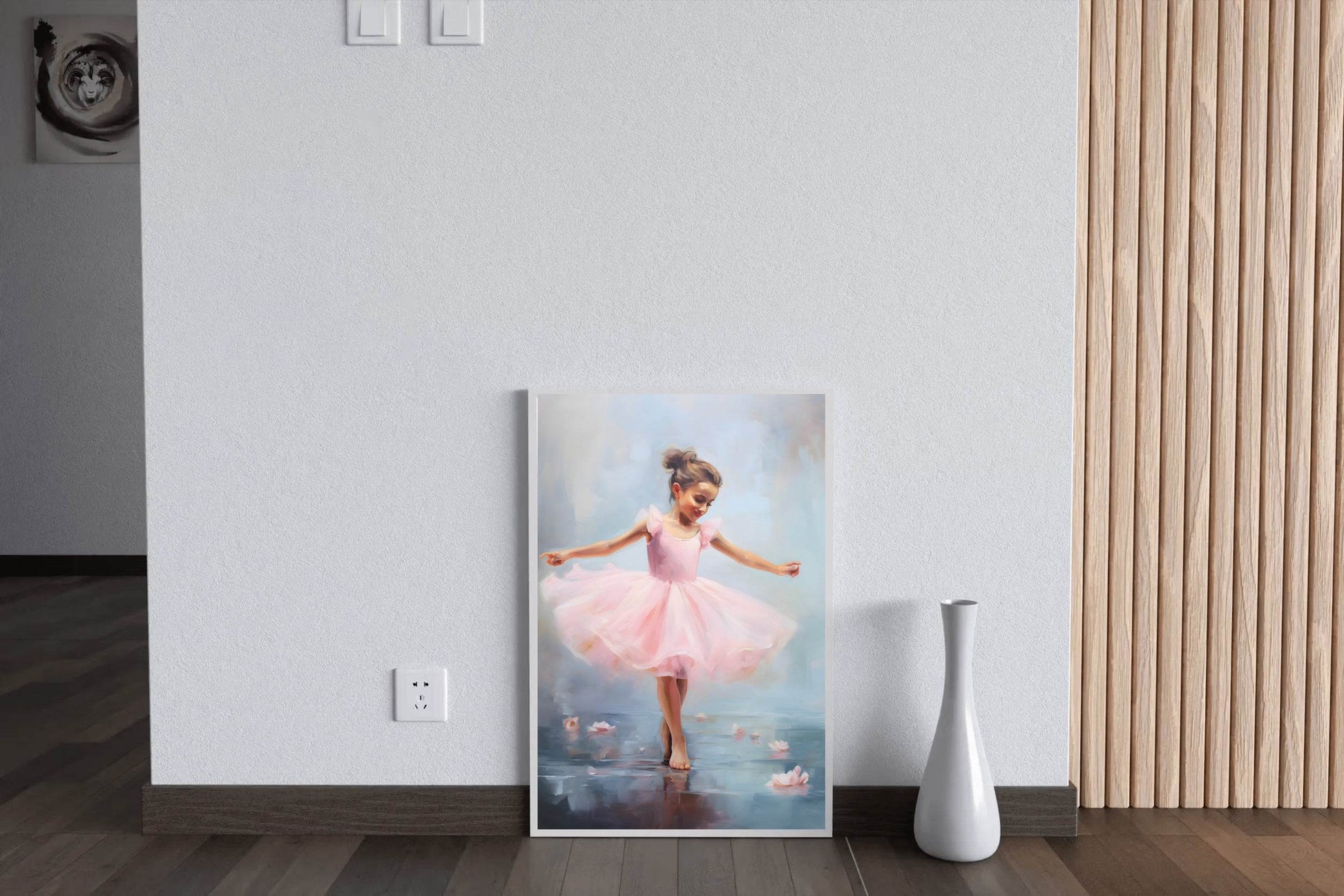 Smiling Little Girl Dancing in Pink Dress - beink online art store