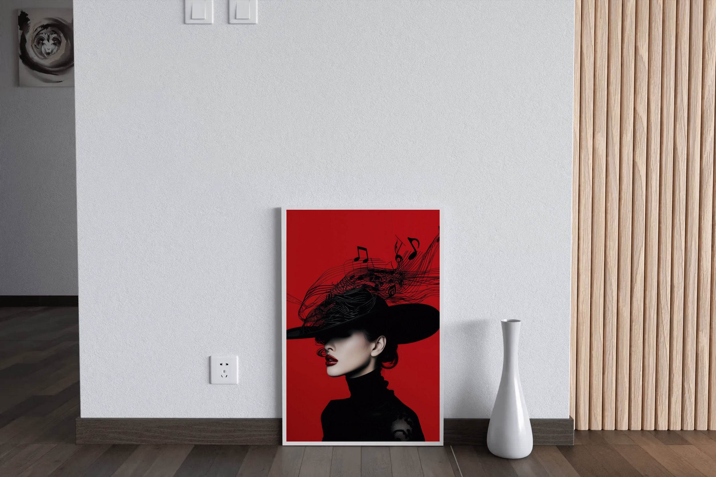 Elegant Lady With Black Hat Modern Wall Art - beink online art store