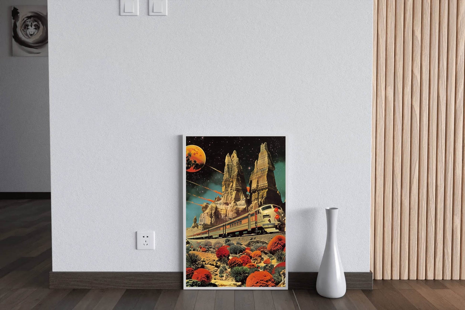 Painting Of A Train Passing Through The Plain Wall Art - beink online art store
