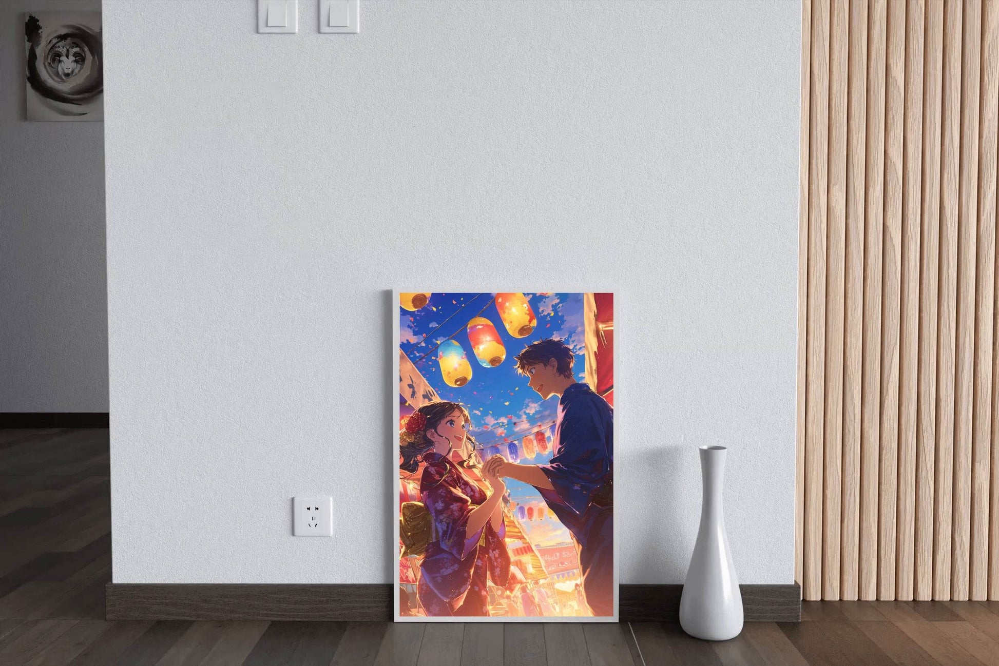 Anime style Boy and Girl Couple in Festival Wall Art - beink online art store