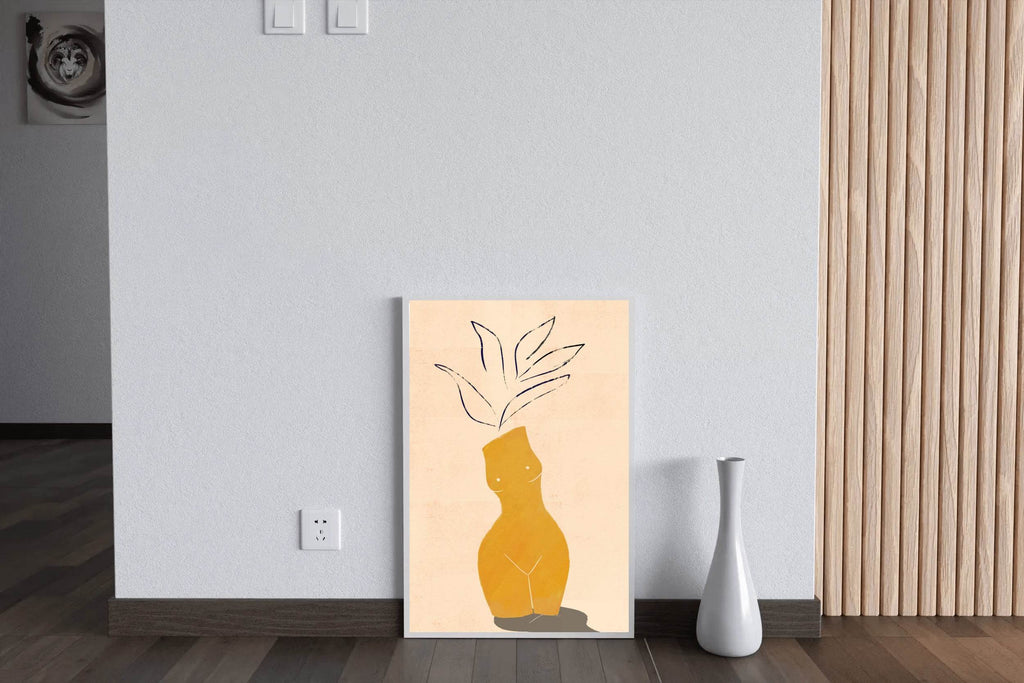 Honey Yellow Poster With Vase Wall Art - beink online art store