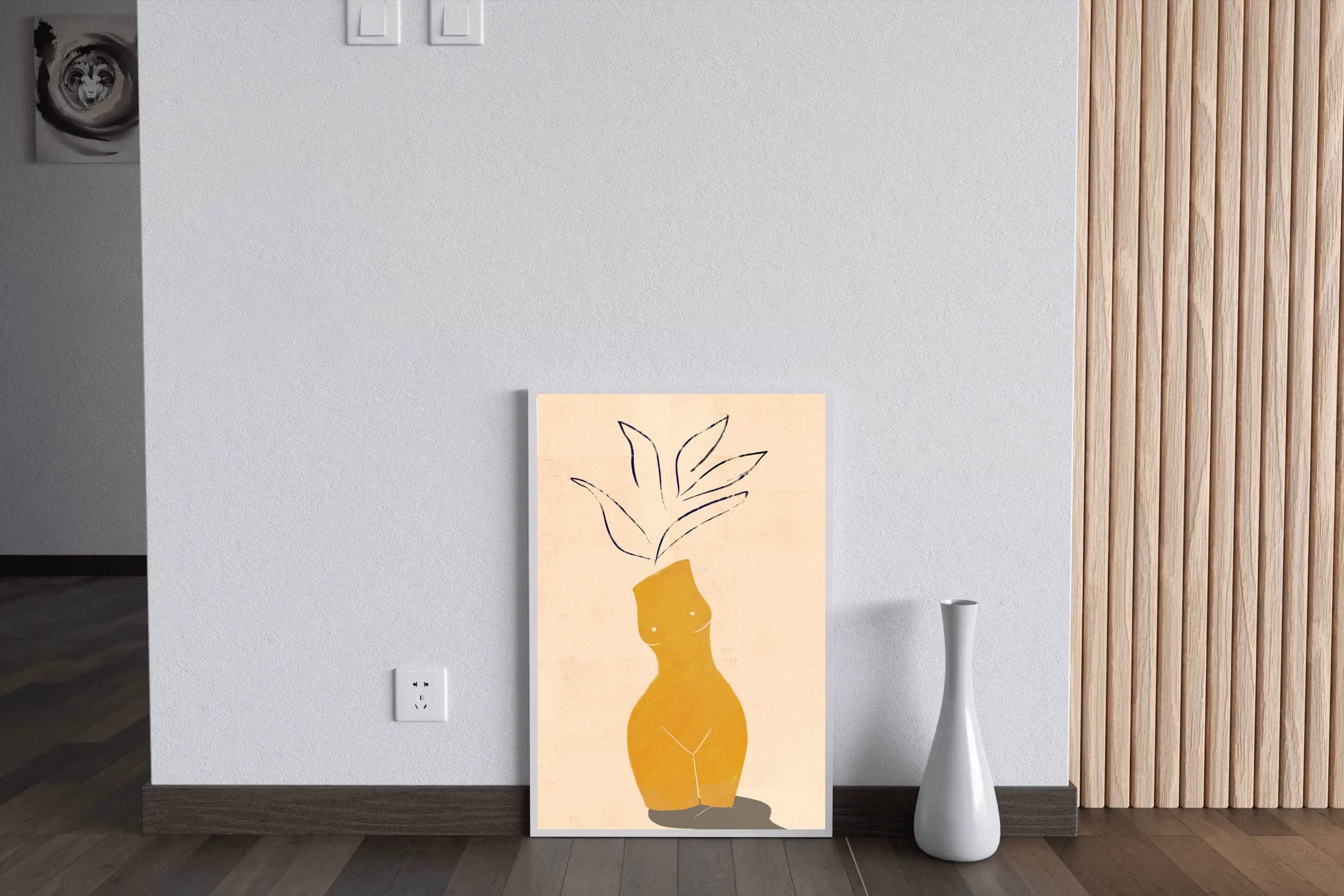 Honey Yellow Poster With Vase Wall Art - beink online art store