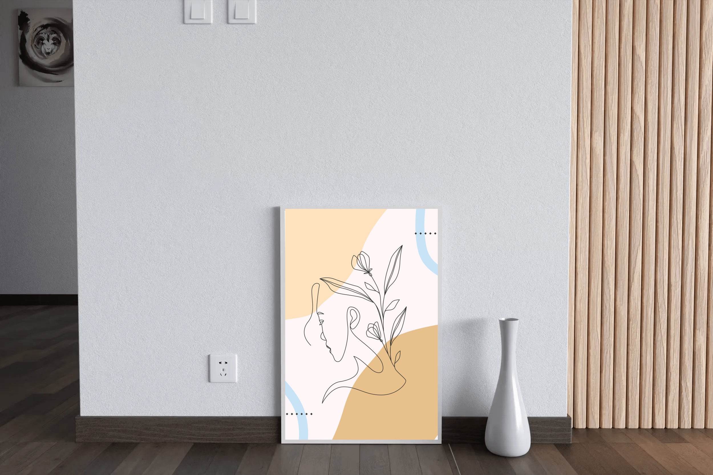 Line Art Of a Woman Face and Beautiful Flowers - beink online art store