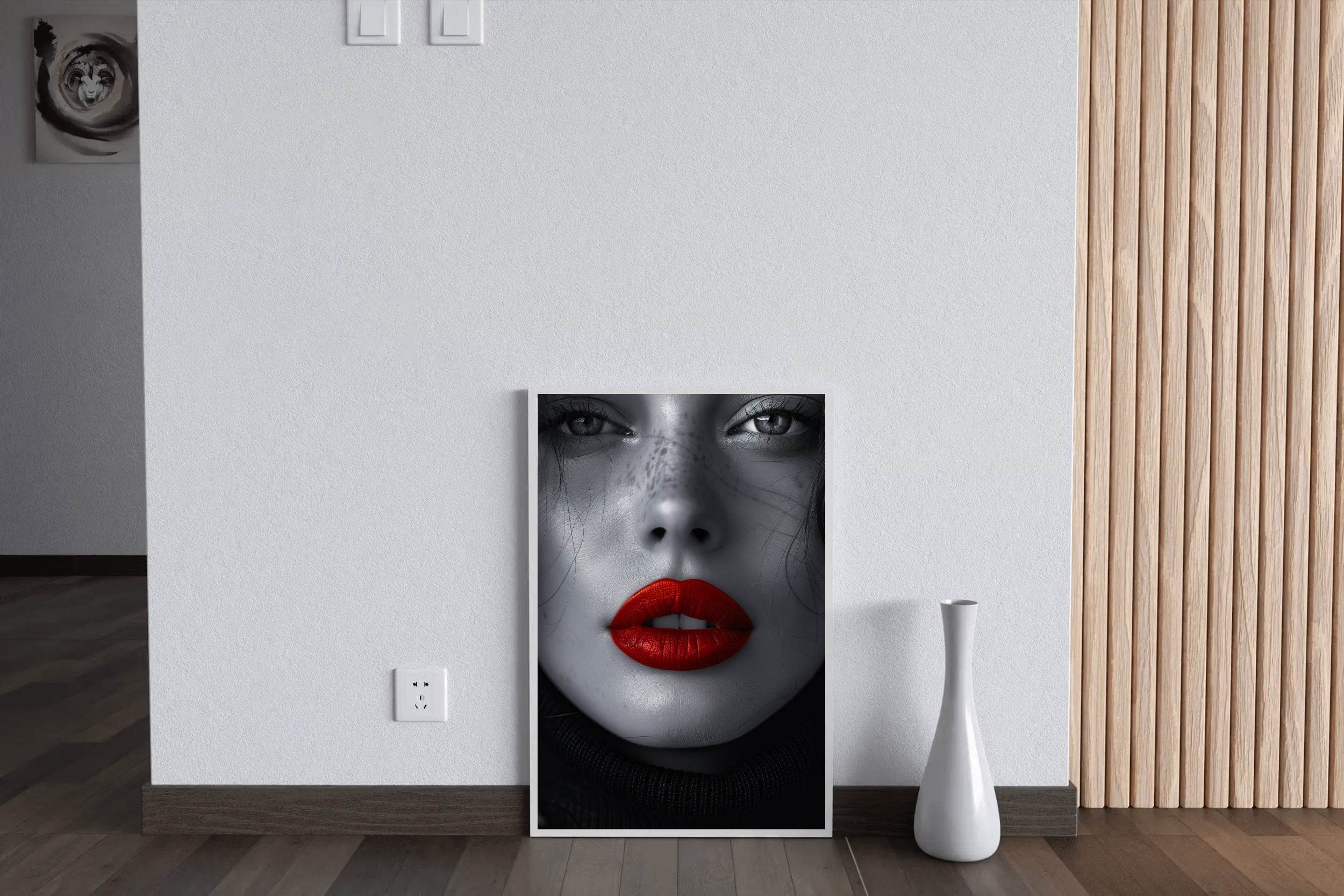 A Woman face With Red Lipstick Wall Art - beink online art store