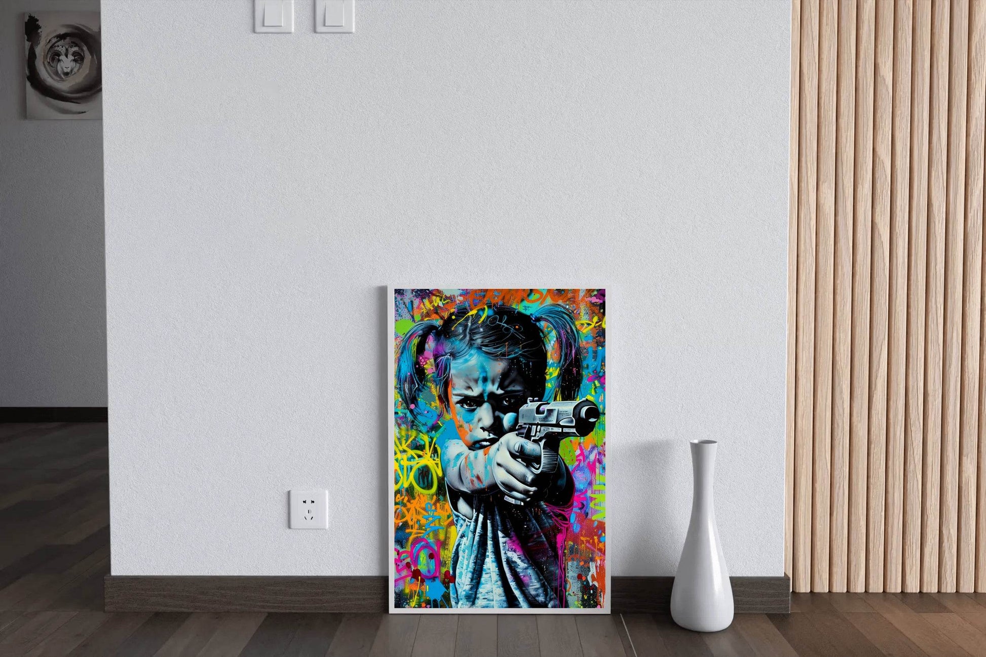 Graffiti Art of Girl Shooting Gun Wall Art - beink online art store