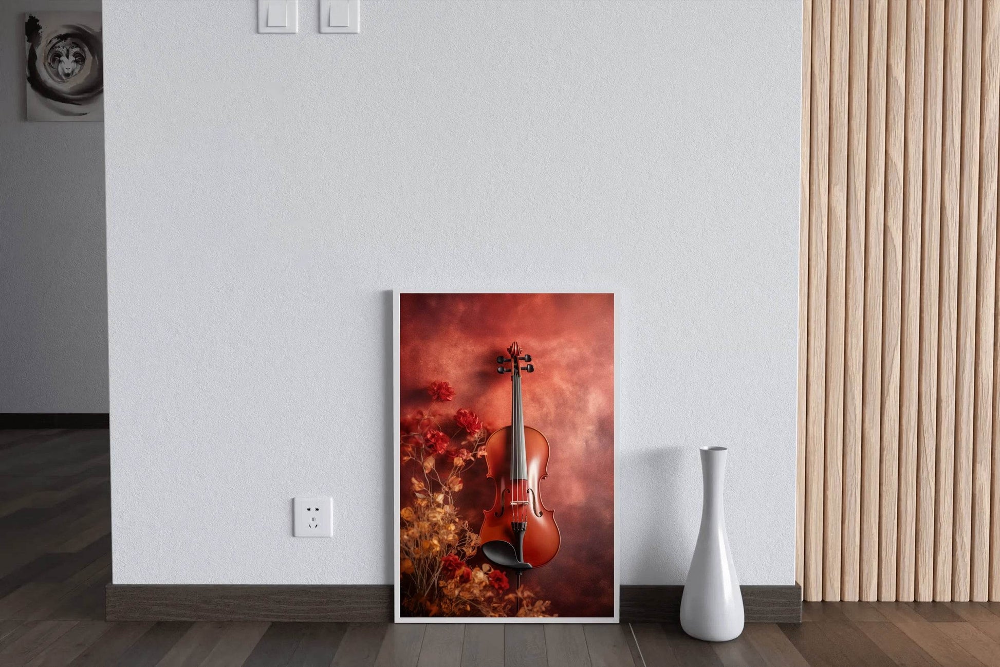 Old Red Wood Violin Wall Art - beink online art store