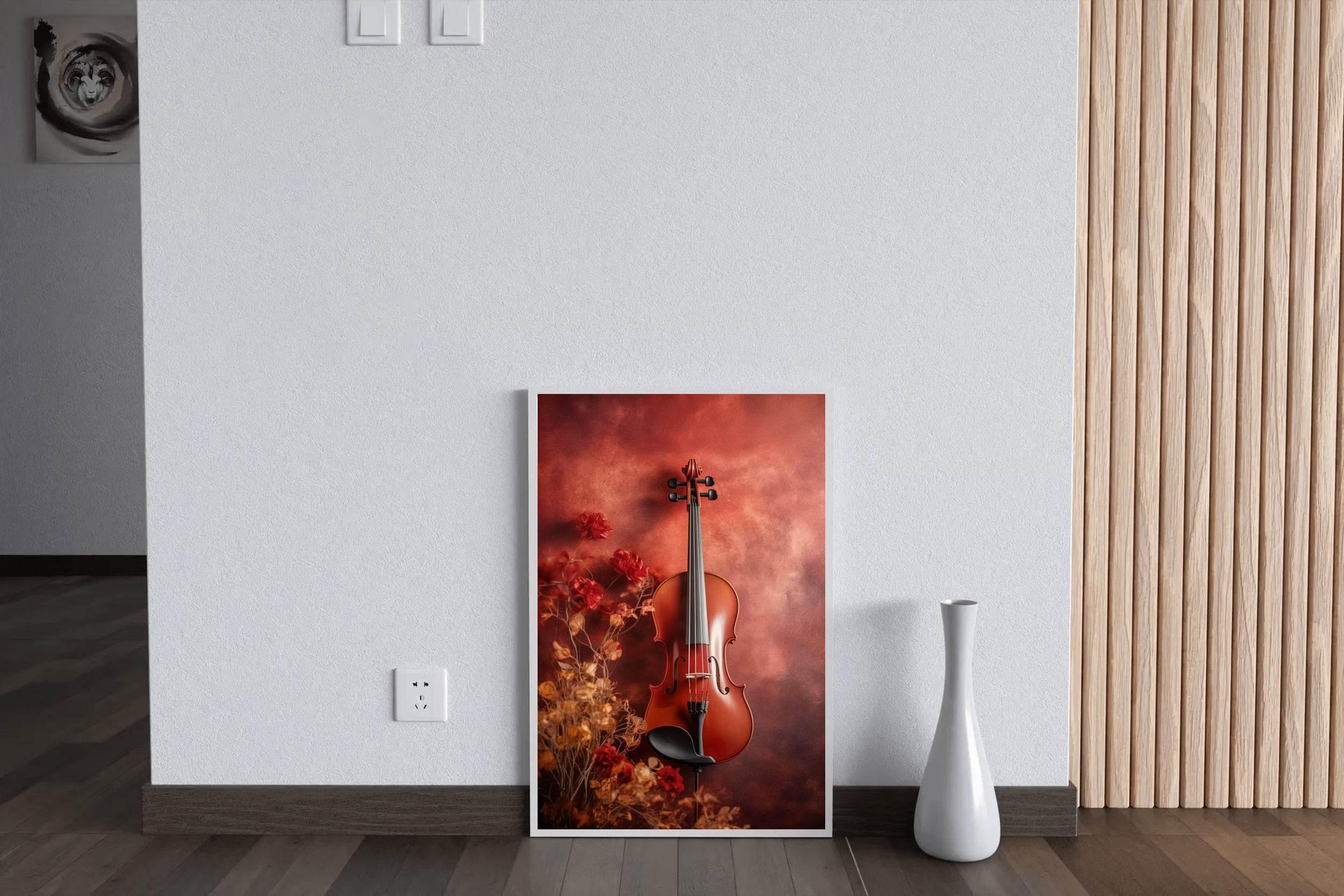 Old Red Wood Violin Wall Art - beink online art store