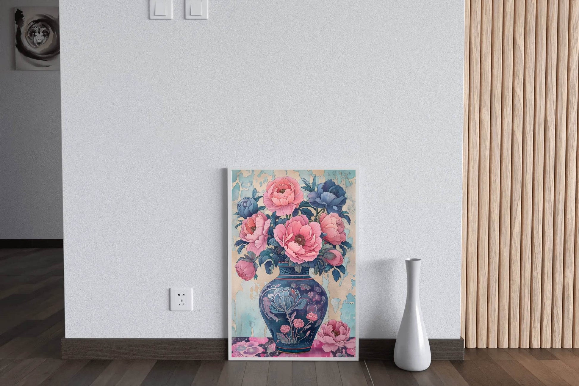 Blue Vase With Bunch of Flowers Digital Art - beink online art store