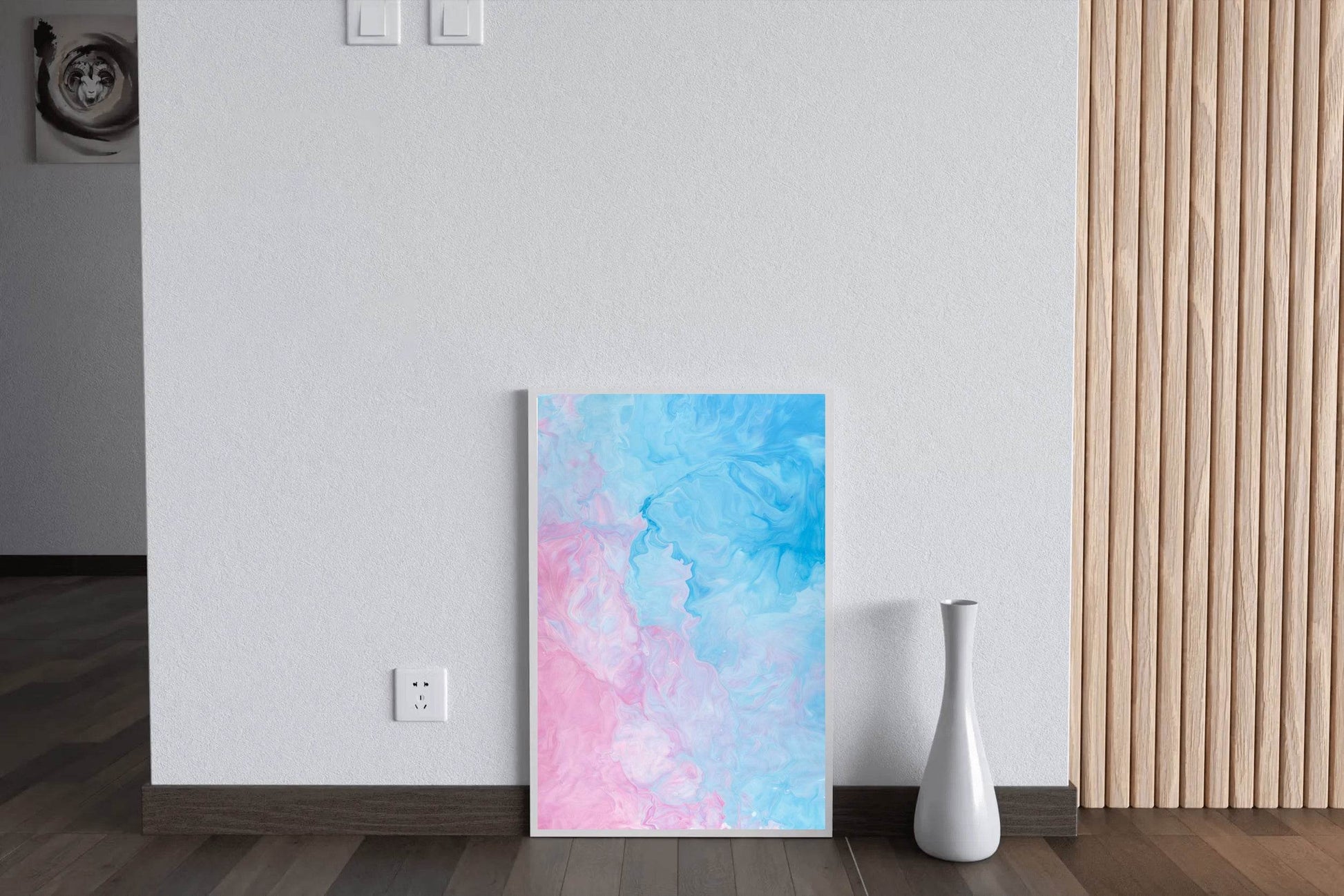 Aqua and Pink Water Paint Abstract Wall Art - beink online art store