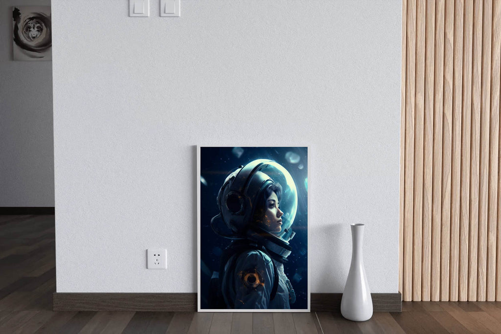 Female Astronaut portrait from side Wall Art - beink online art store