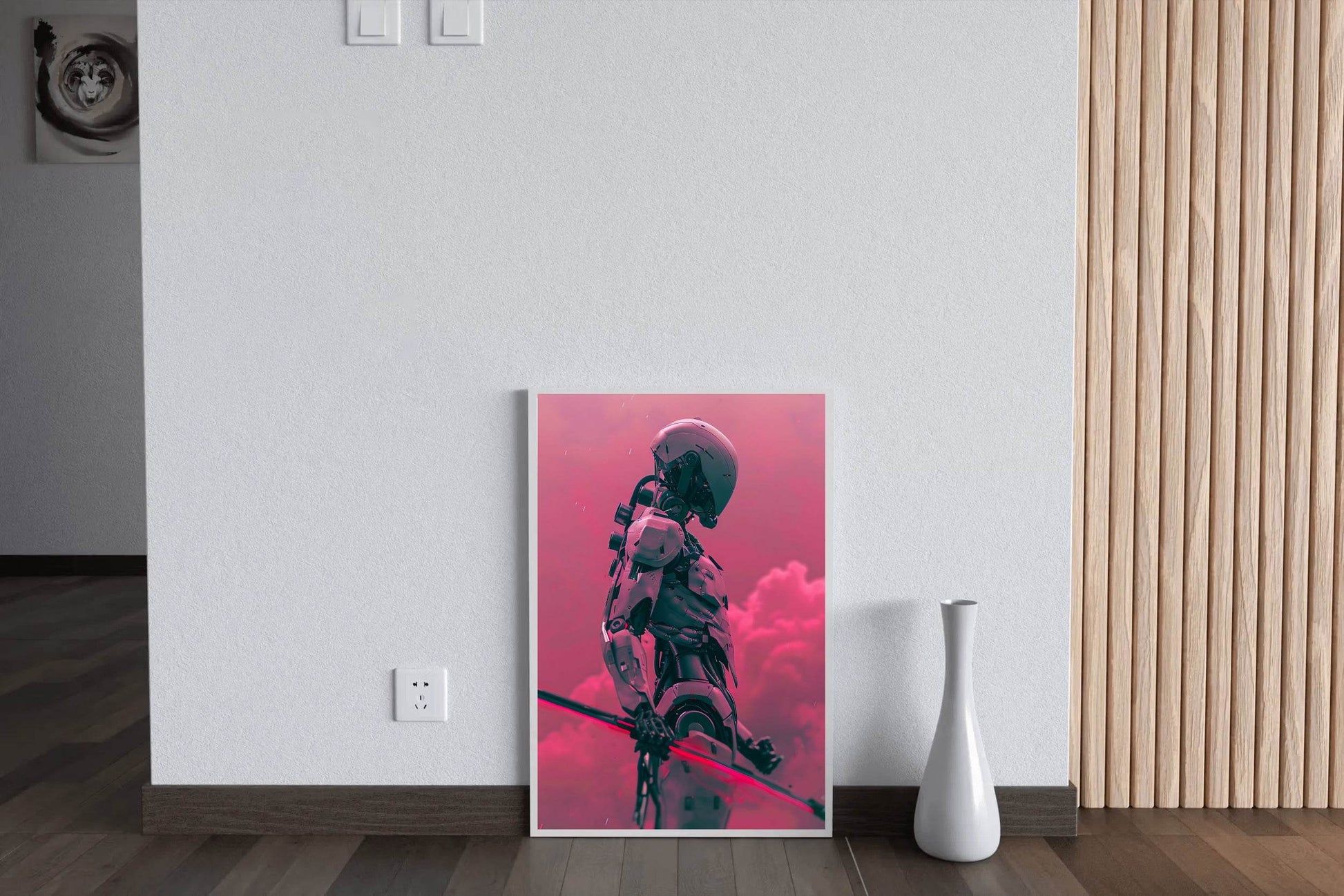 Robotic Man Holding Weapon Modern Art - beink online art store