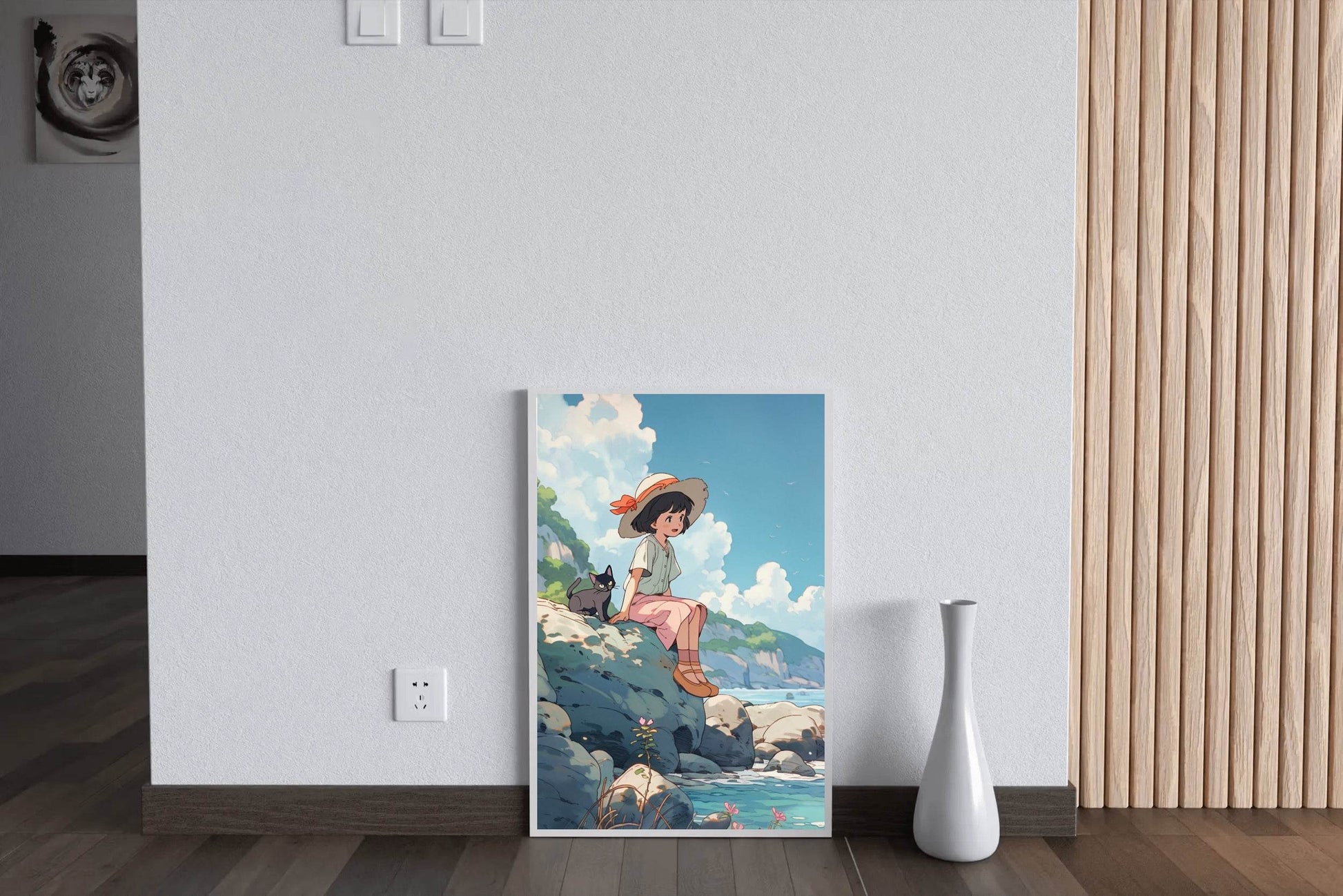 Vietnamese Girl Sitting on Rock Anime Wall Art - beink online art store