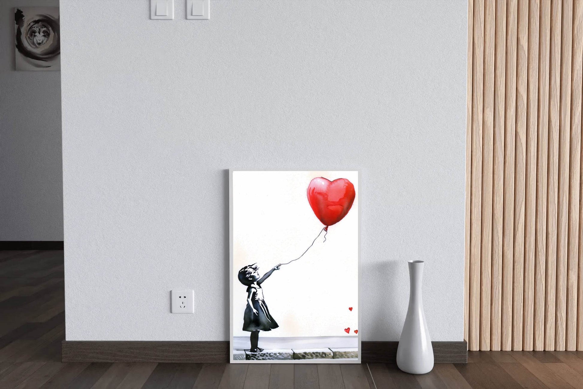 Girl Red Heart Shaped Balloon Wall Art - beink online art store