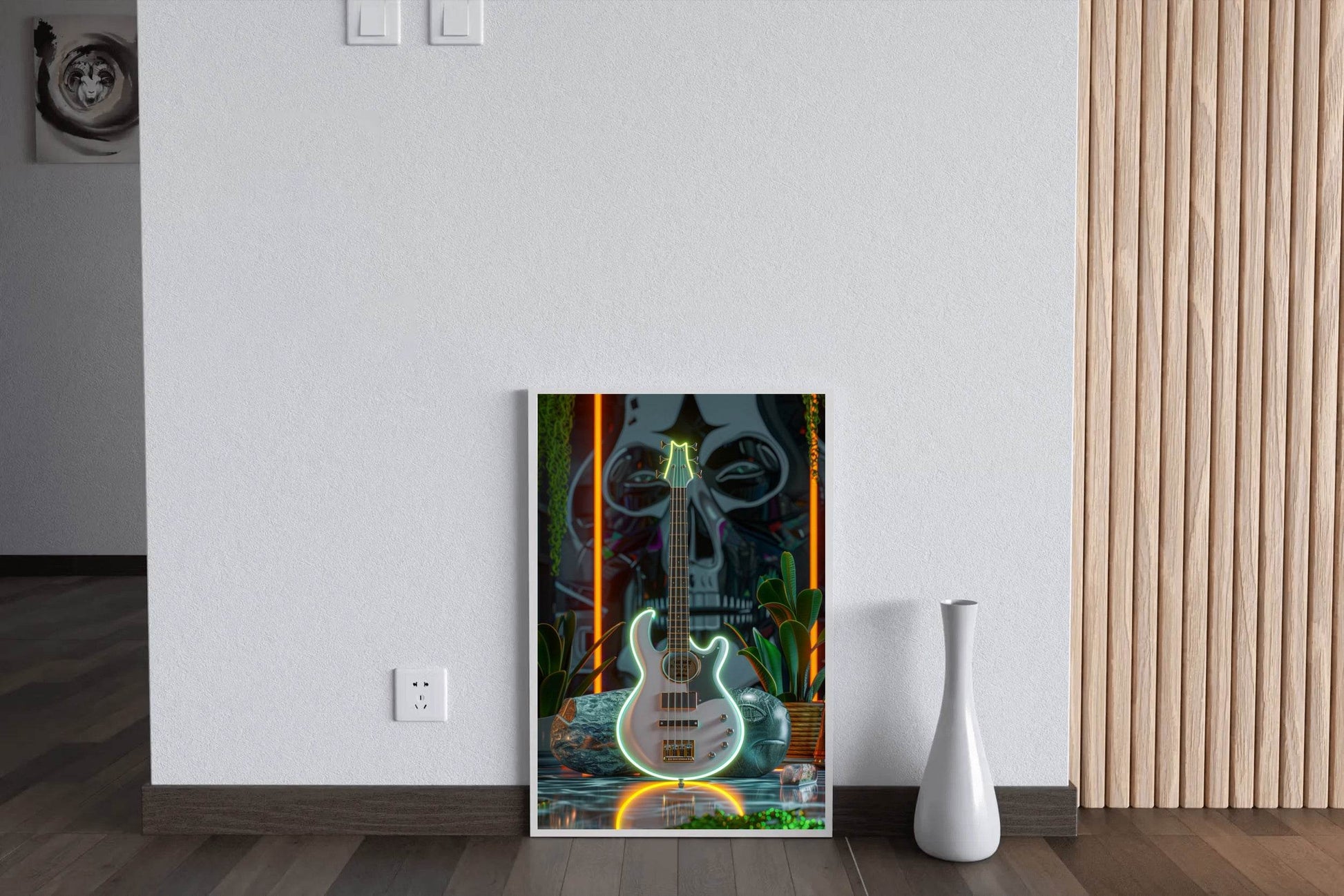 Augustic Guitar With Neon Wall Art - beink online art store