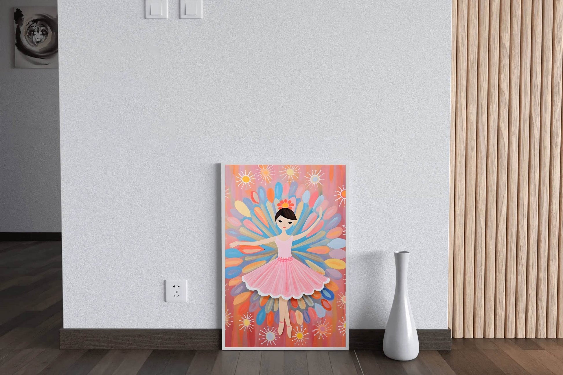 Ballet Cartoon Illustration of a Cute Little Girl - beink online art store