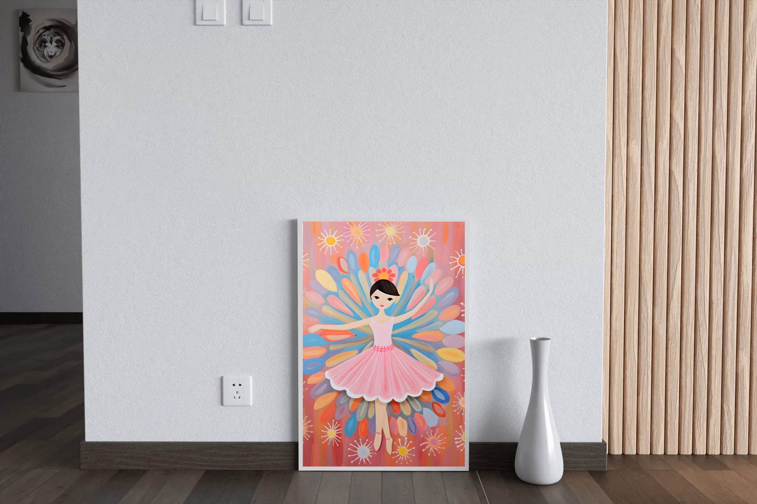 Ballet Cartoon Illustration of a Cute Little Girl - beink online art store
