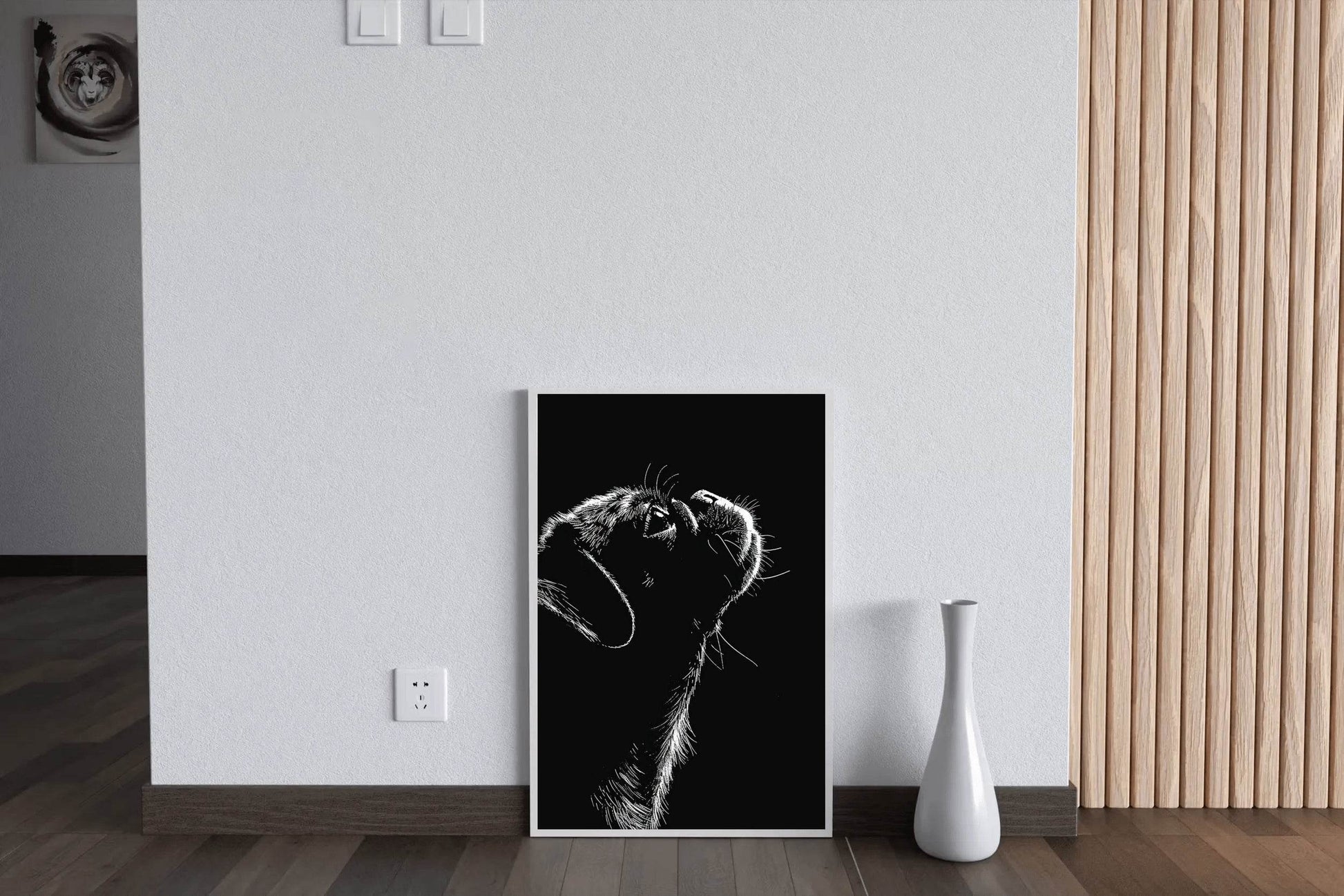 Drawing of Black & White Dog Wall Art - beink online art store