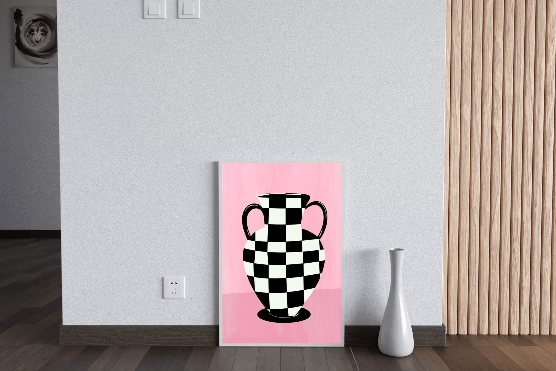 Checkered Vase Painting Wall Art - beink online art store
