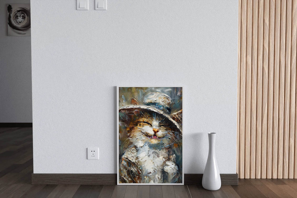 Hand Painted Illustration of Smiling Kitten - beink online art store