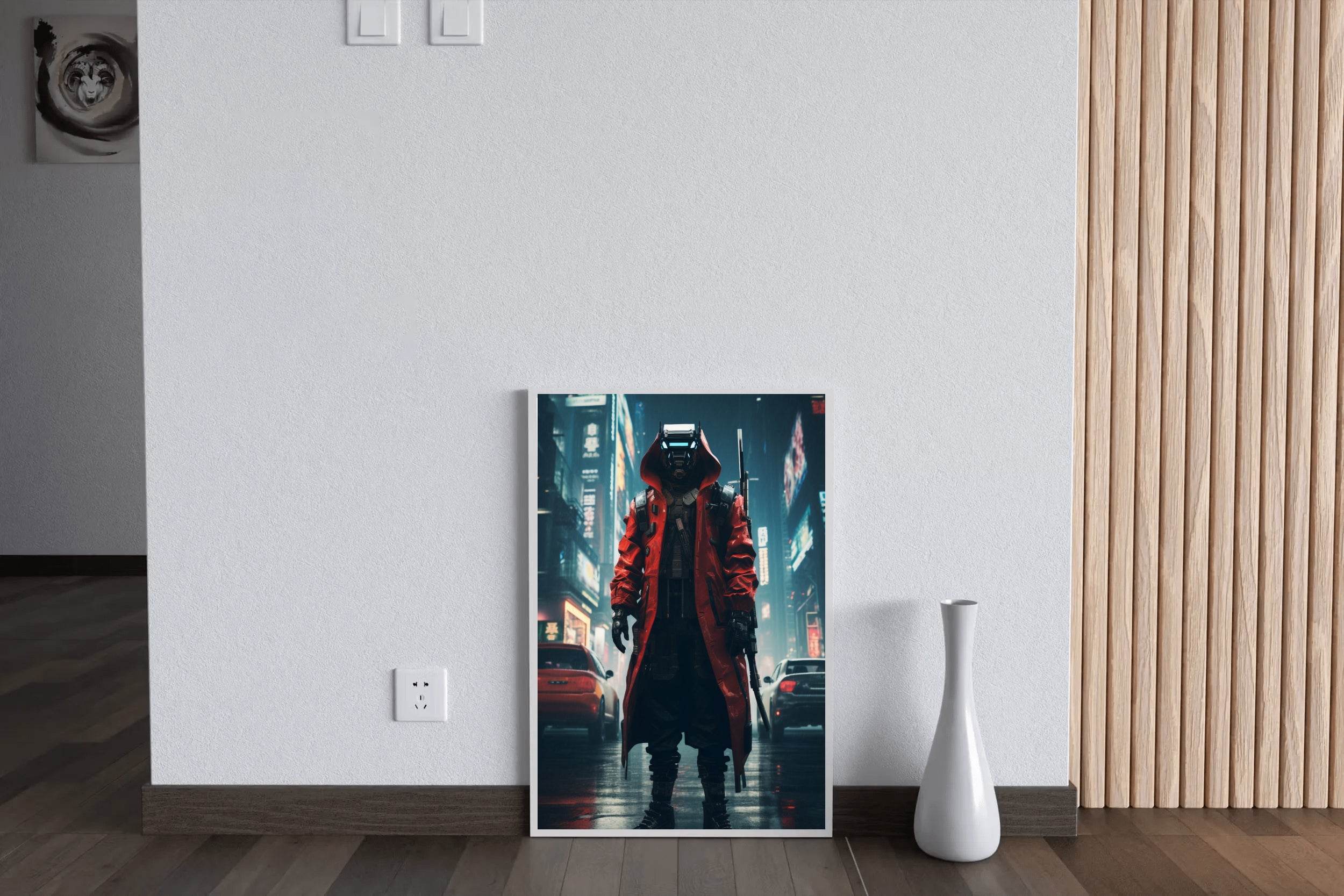 Cyberpunk Warrior In Urban Scenery Anime Wall Art - beink online art store