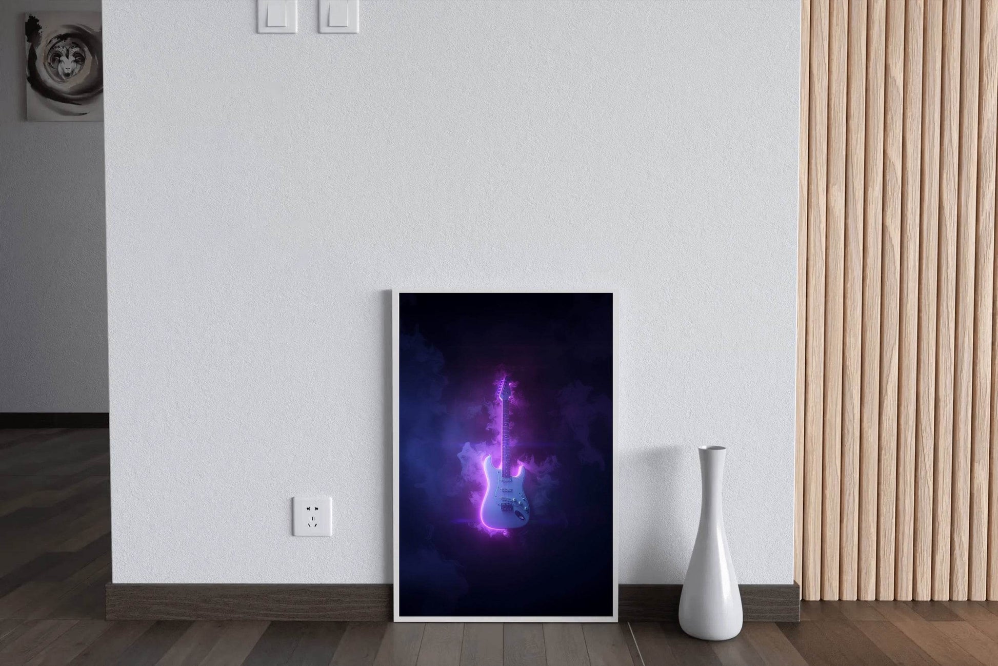 Electric Rock Guitar With Neon Lights Wall Art - beink online art store