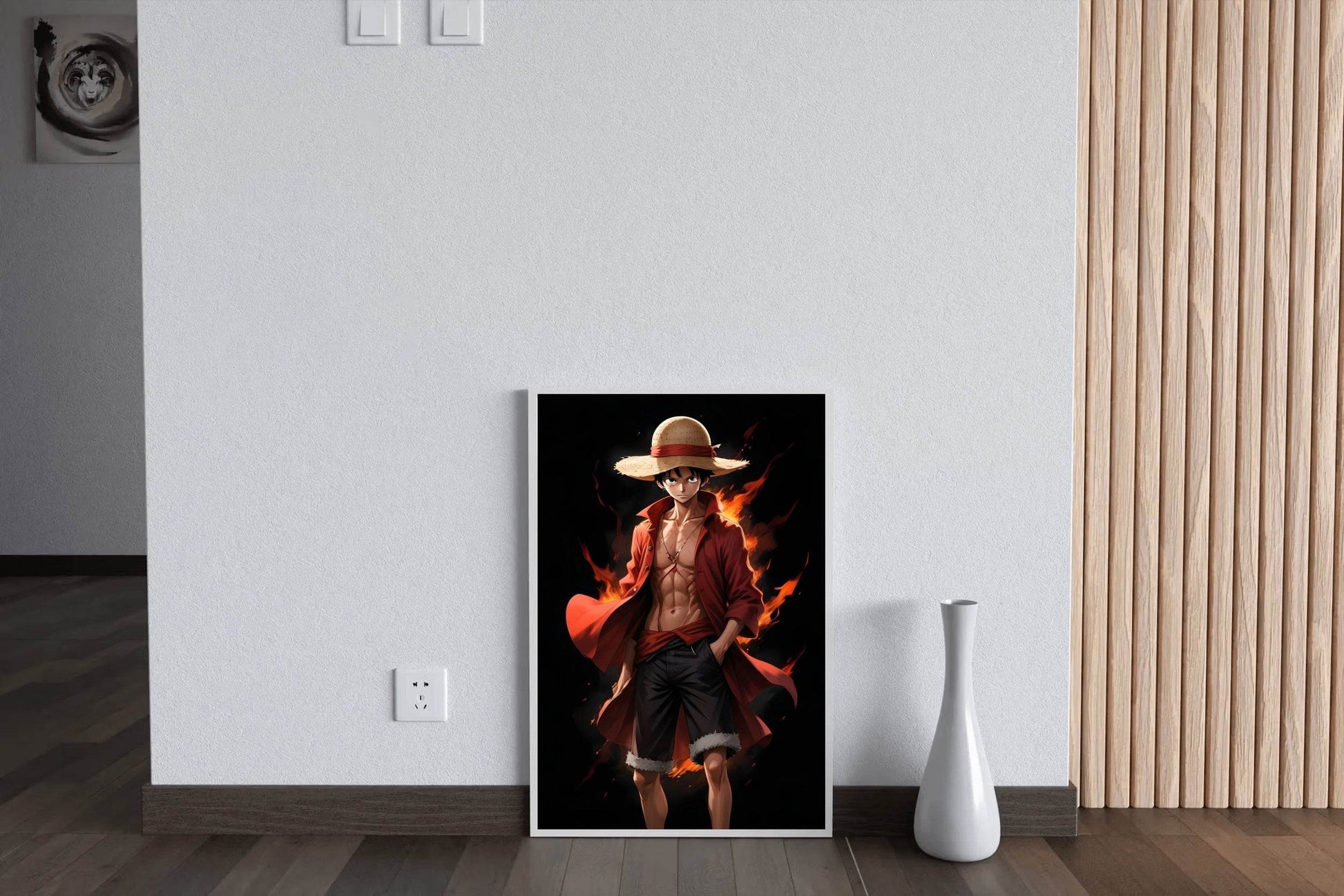Monkey D. Luffy Character on Fire Anime Wall Art - beink online art store