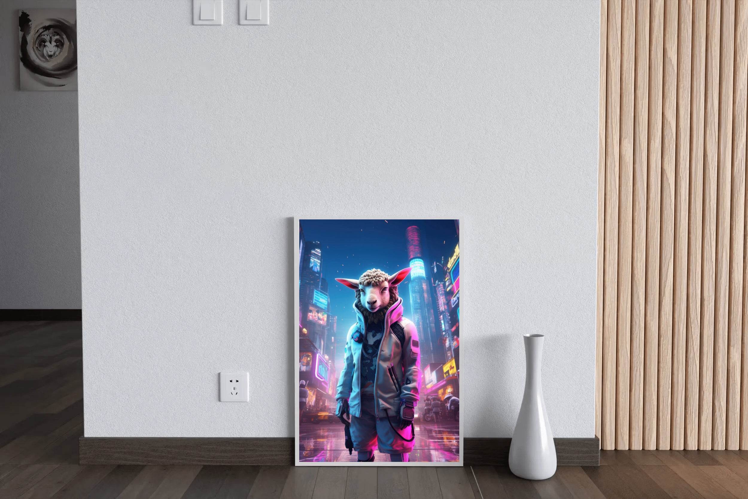 Portrait Sheep Cyberpunk Style Wall Art - beink online art store