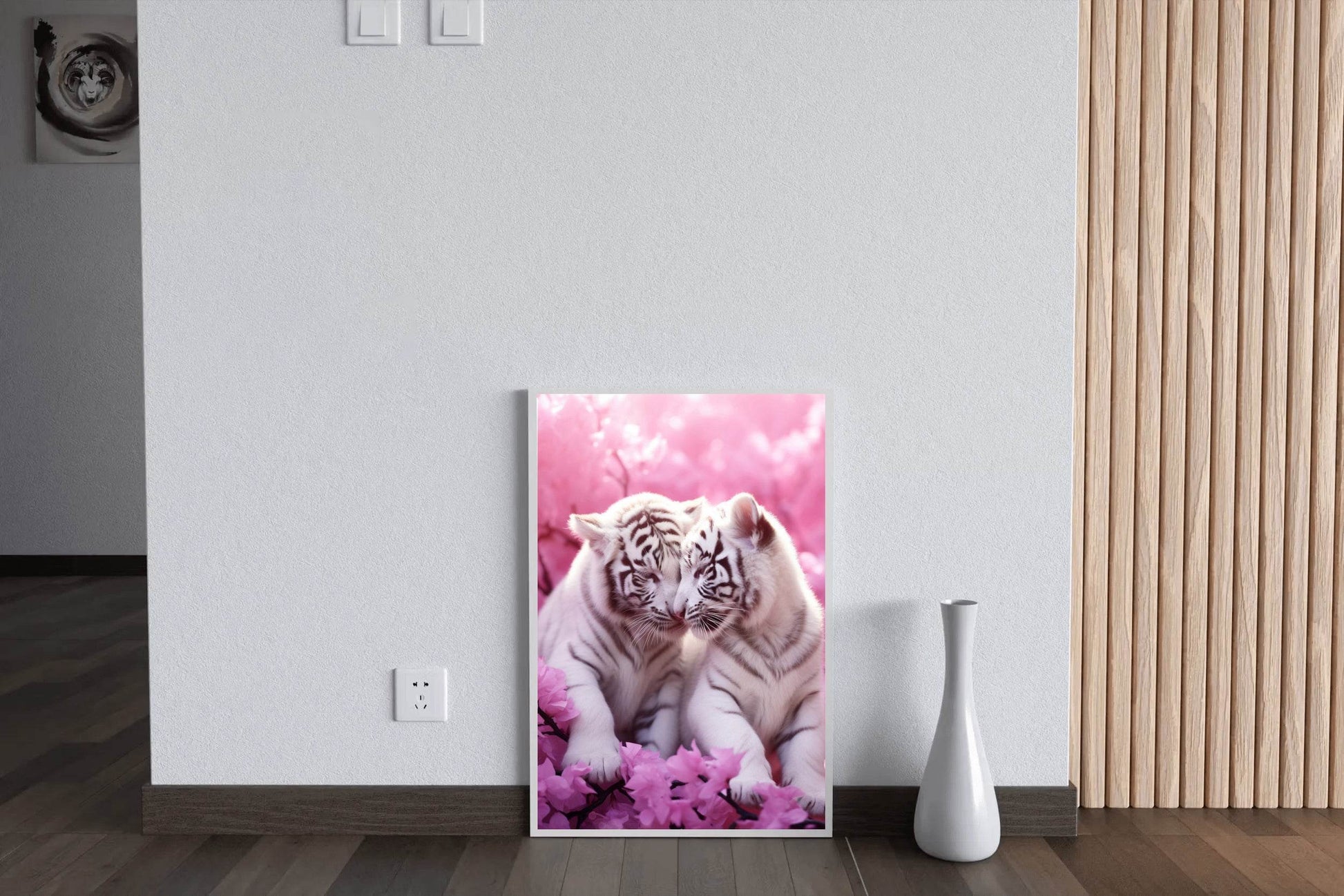 Pair of White Tiger Animal Wall Art - beink online art store