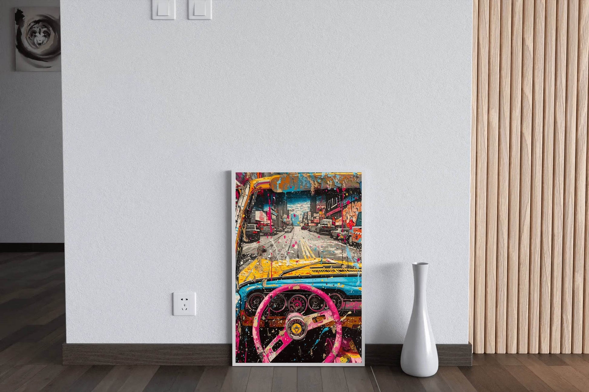 Rainbow Car To Road Wall Art - beink online art store