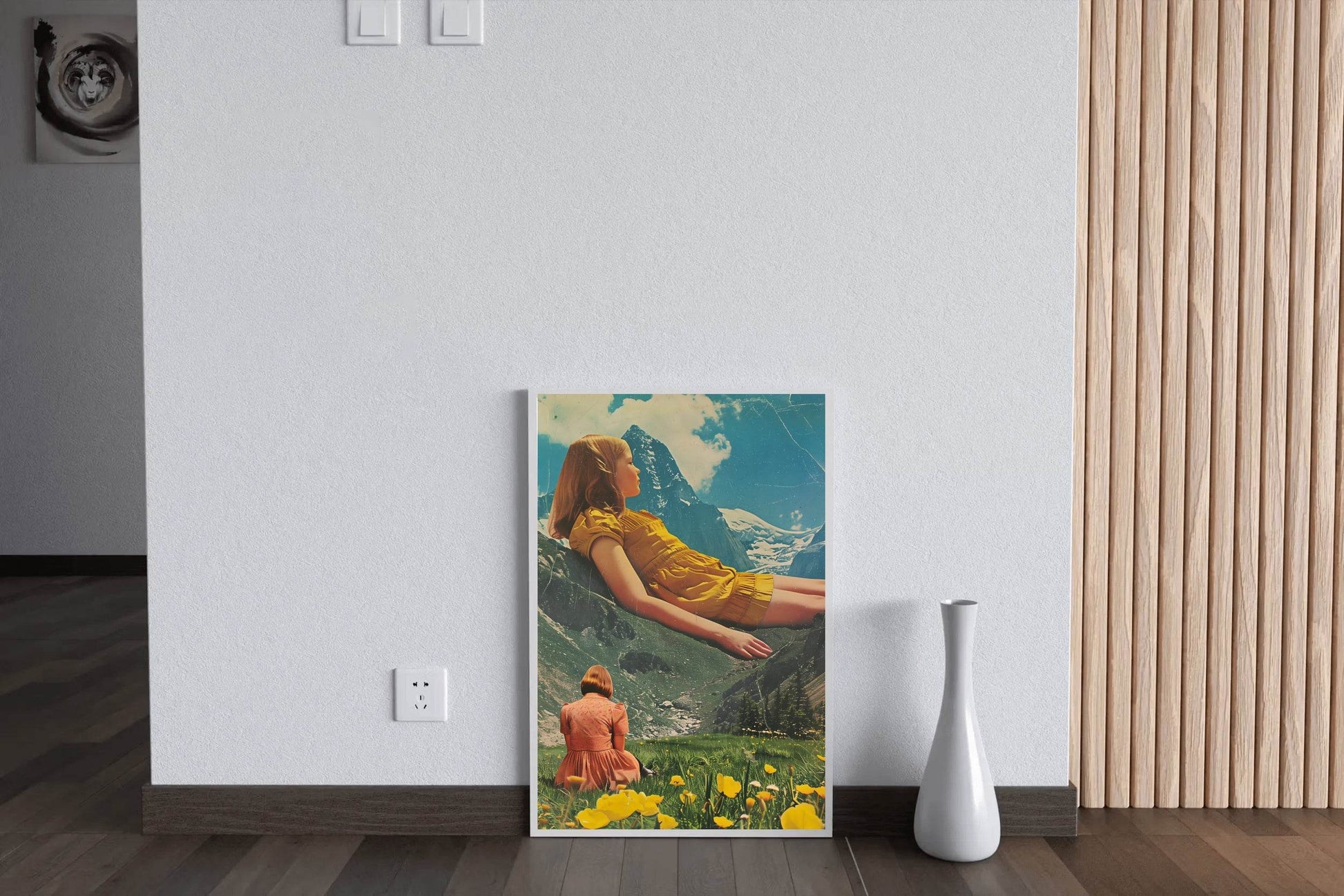 Painting of A Girl Leaning On A Mountain Wall Art - beink online art store