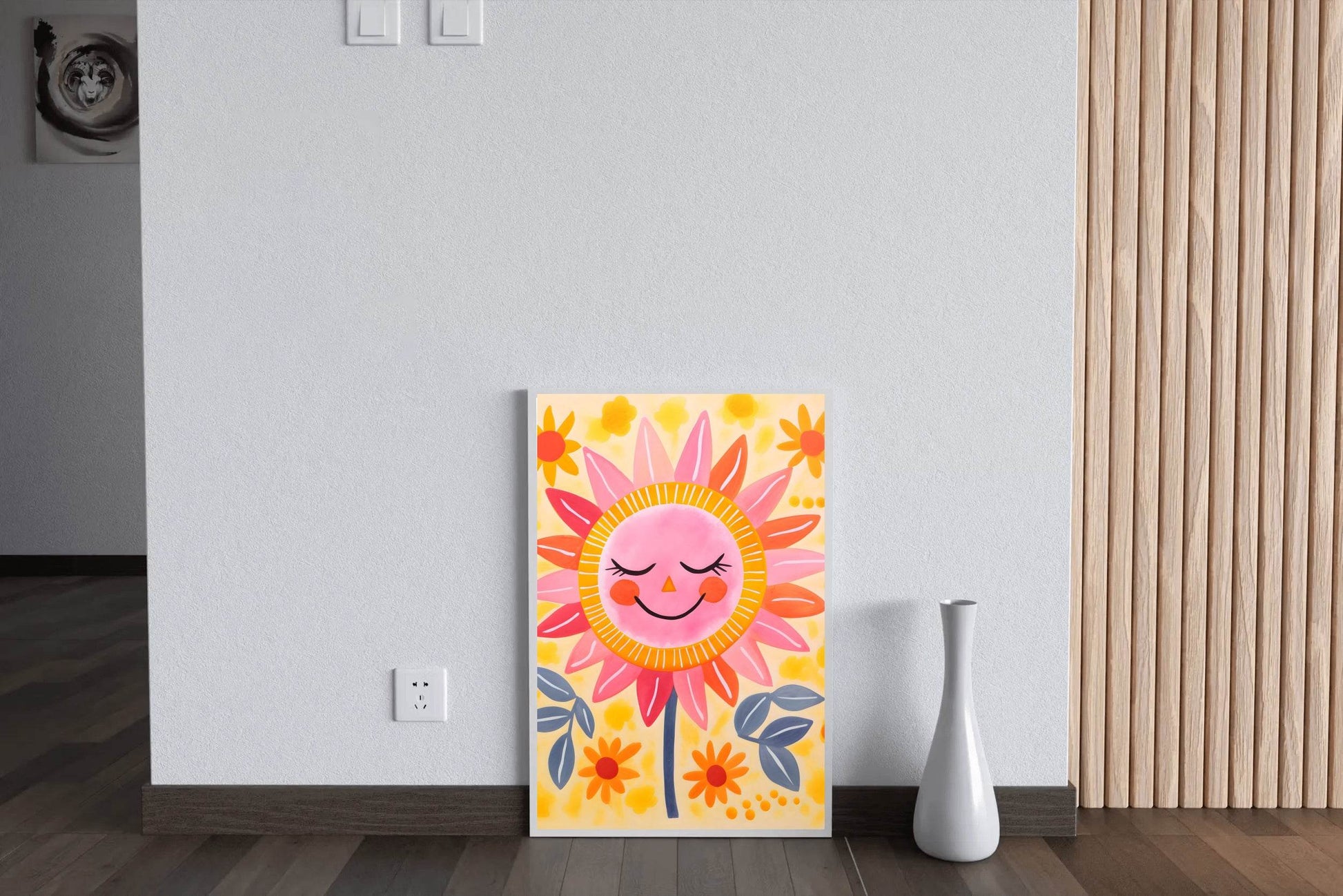 Cartoon Sunflower With Closed Eyes - beink online art store