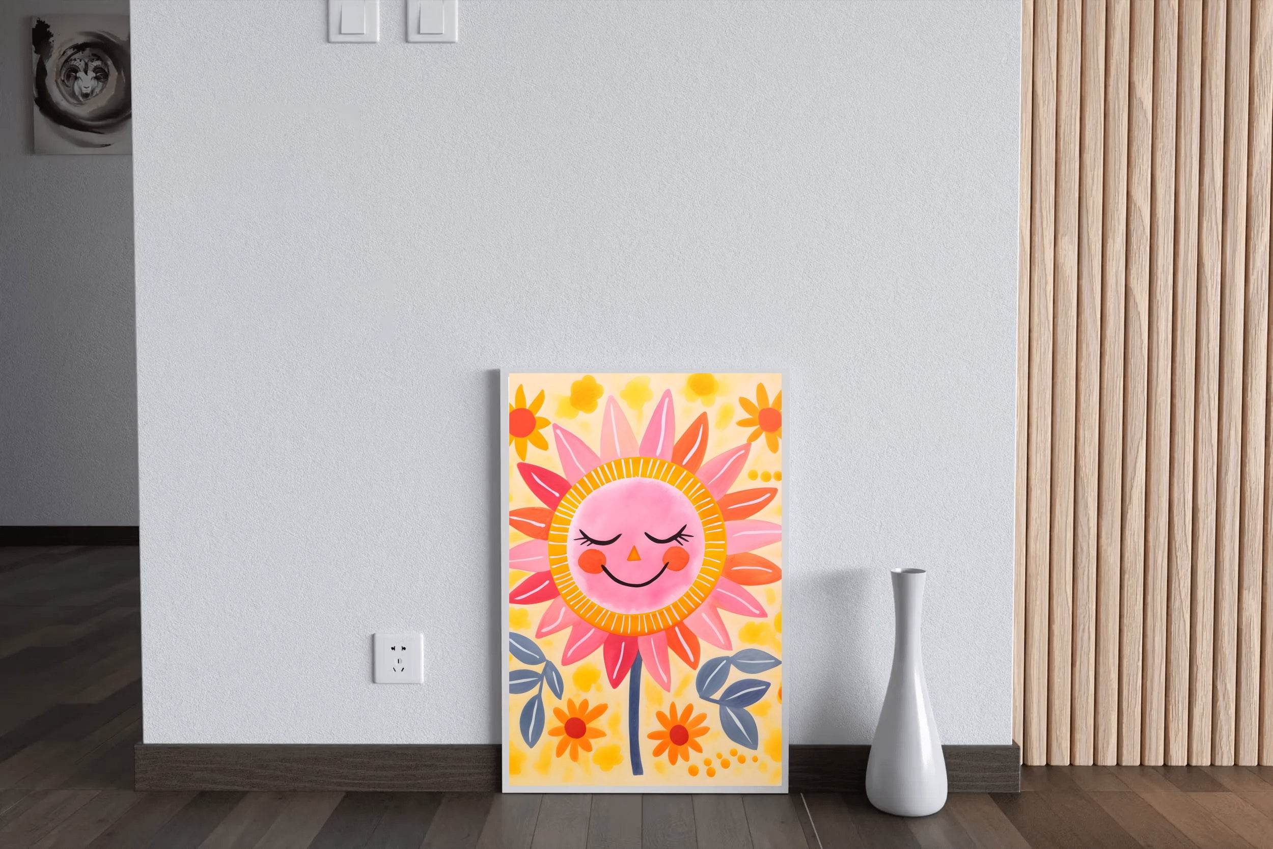Cartoon Sunflower With Closed Eyes - beink online art store