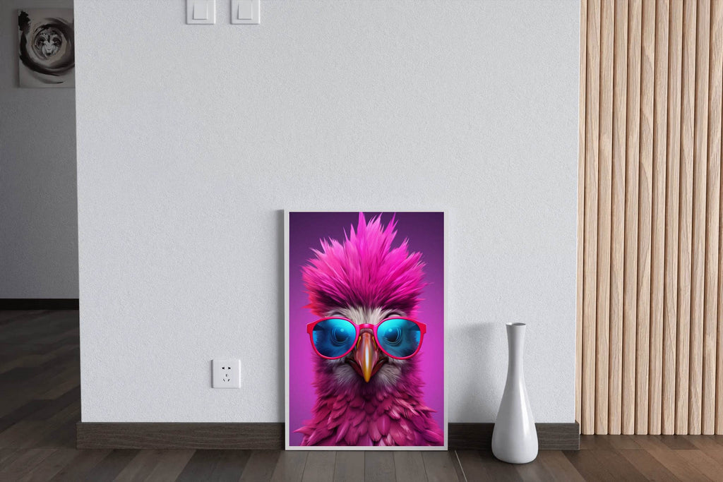 Purple Color Bird Wearing Glasses Wall Art - beink online art store