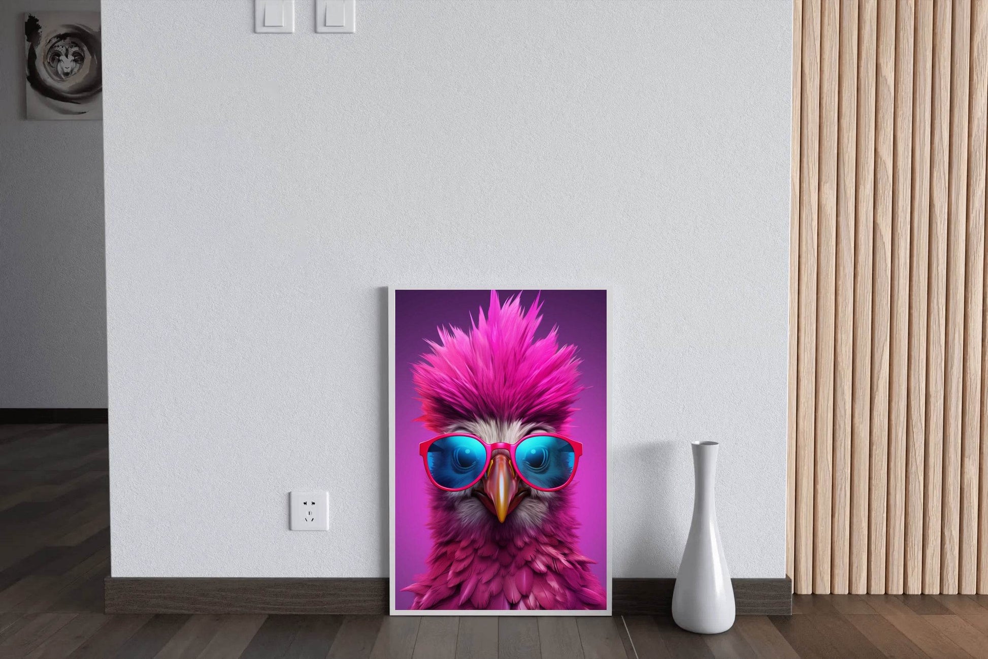 Purple Color Bird Wearing Glasses Wall Art - beink online art store