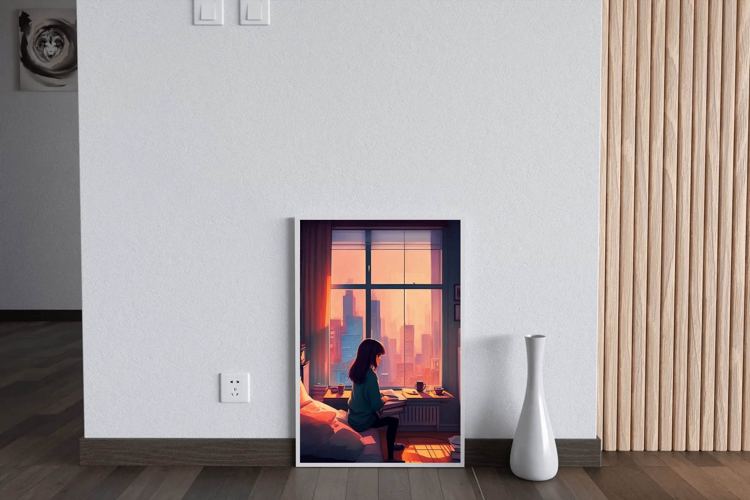 Lofi Girl in Room Anime Wall Art - beink online art store