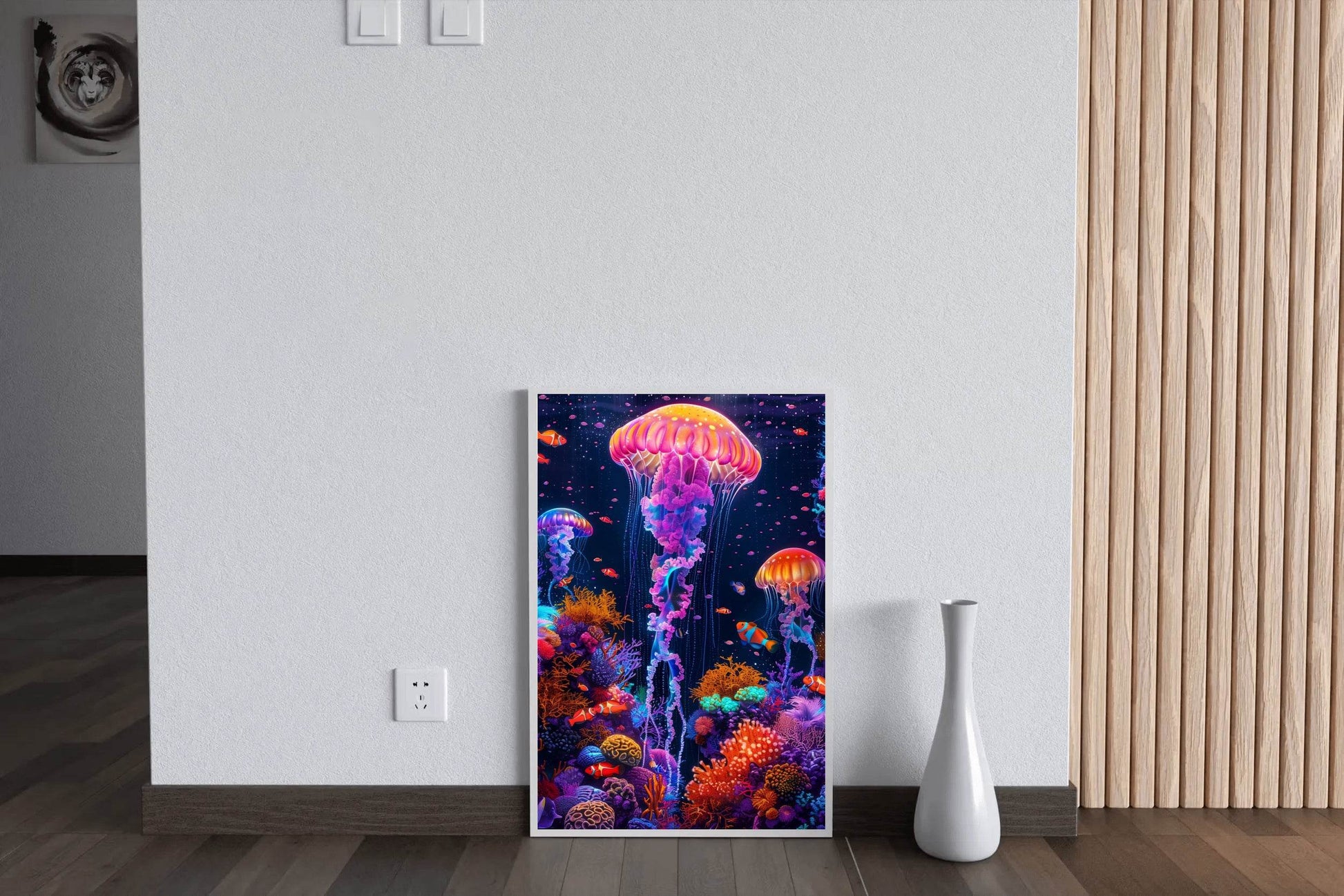 Neon Jellyfish Fantasy Underwater Wall Art - beink online art store