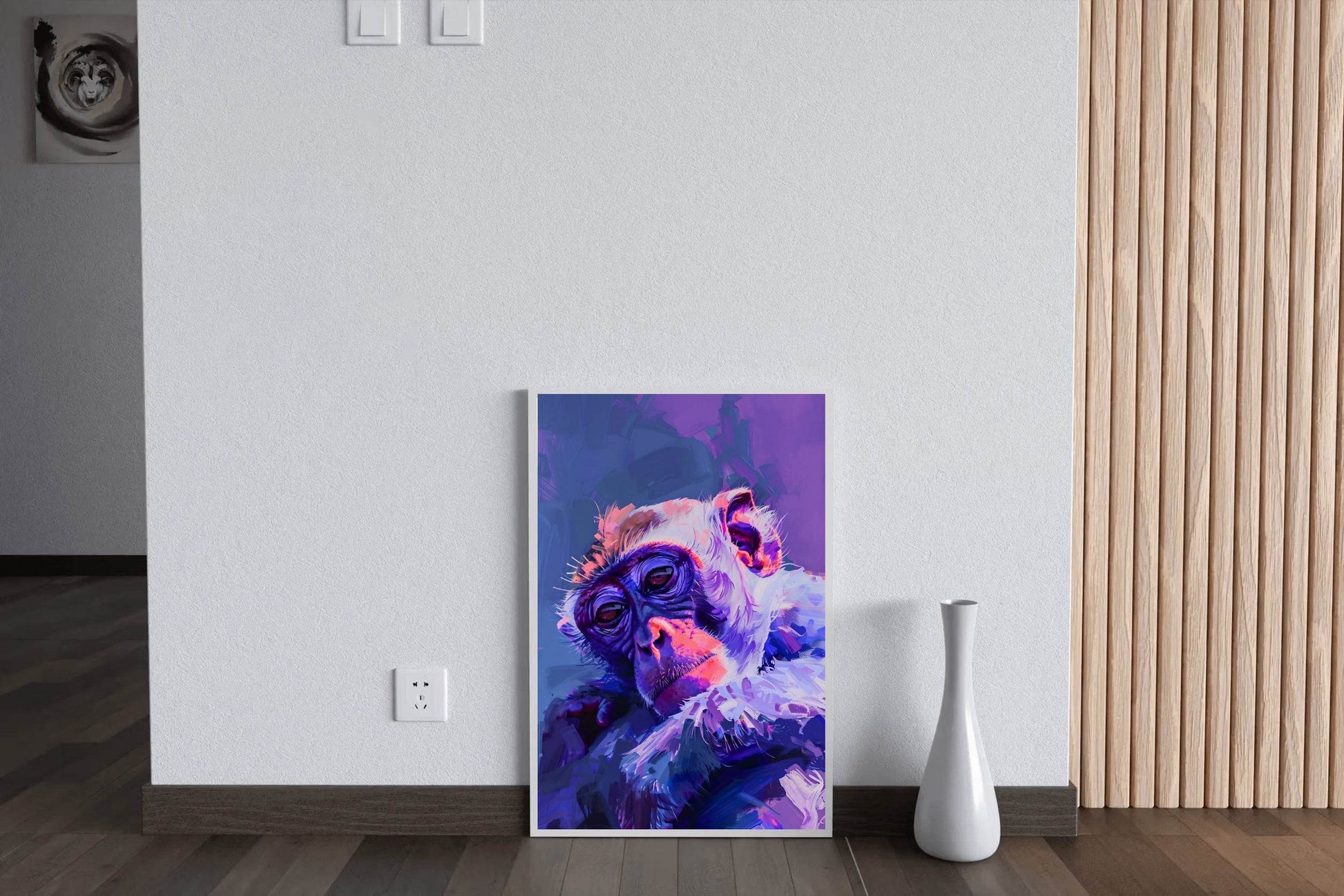 Purple Painting of Japanese Monkey - beink online art store