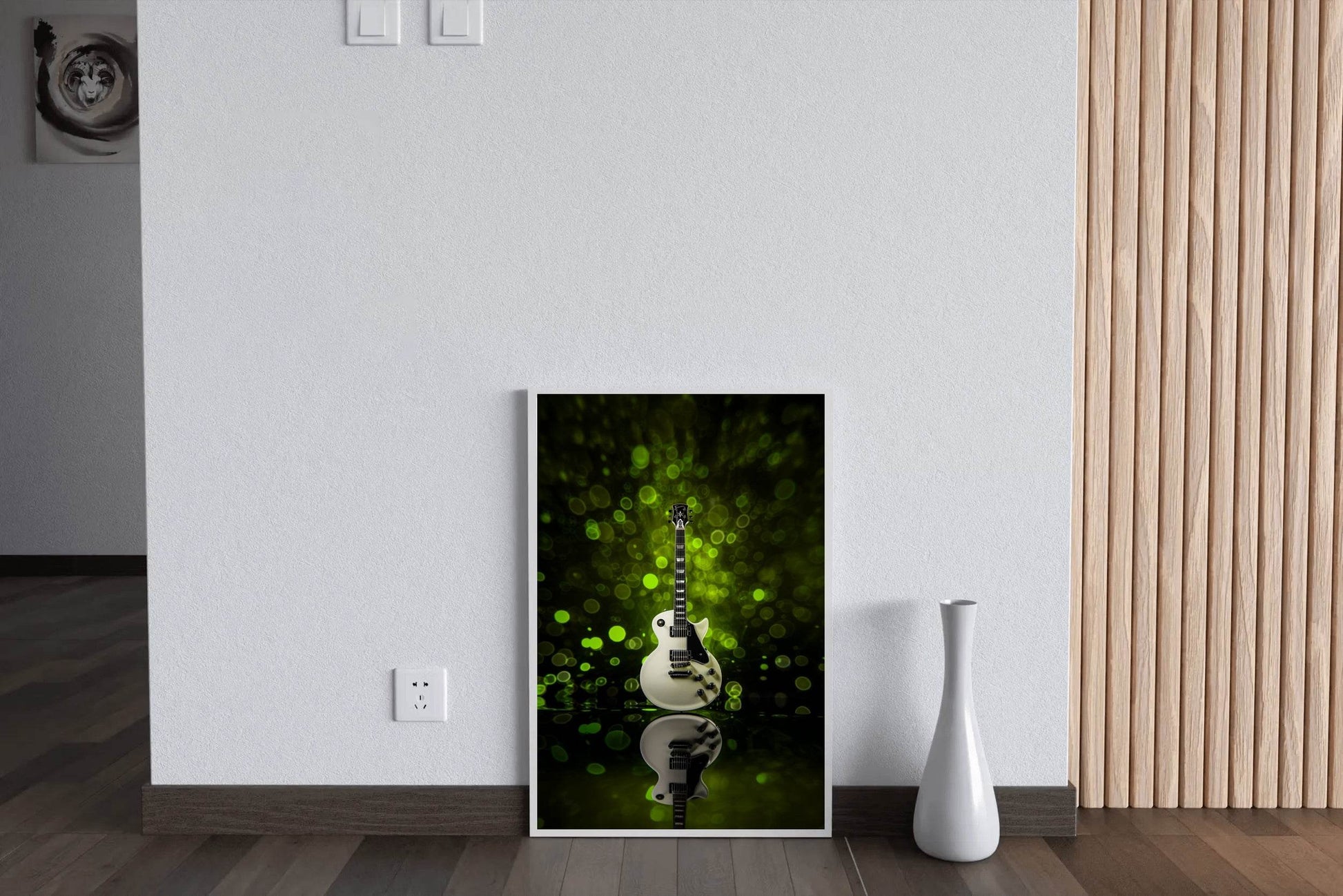 Electric Guitar With Green Background Wall Art - beink online art store