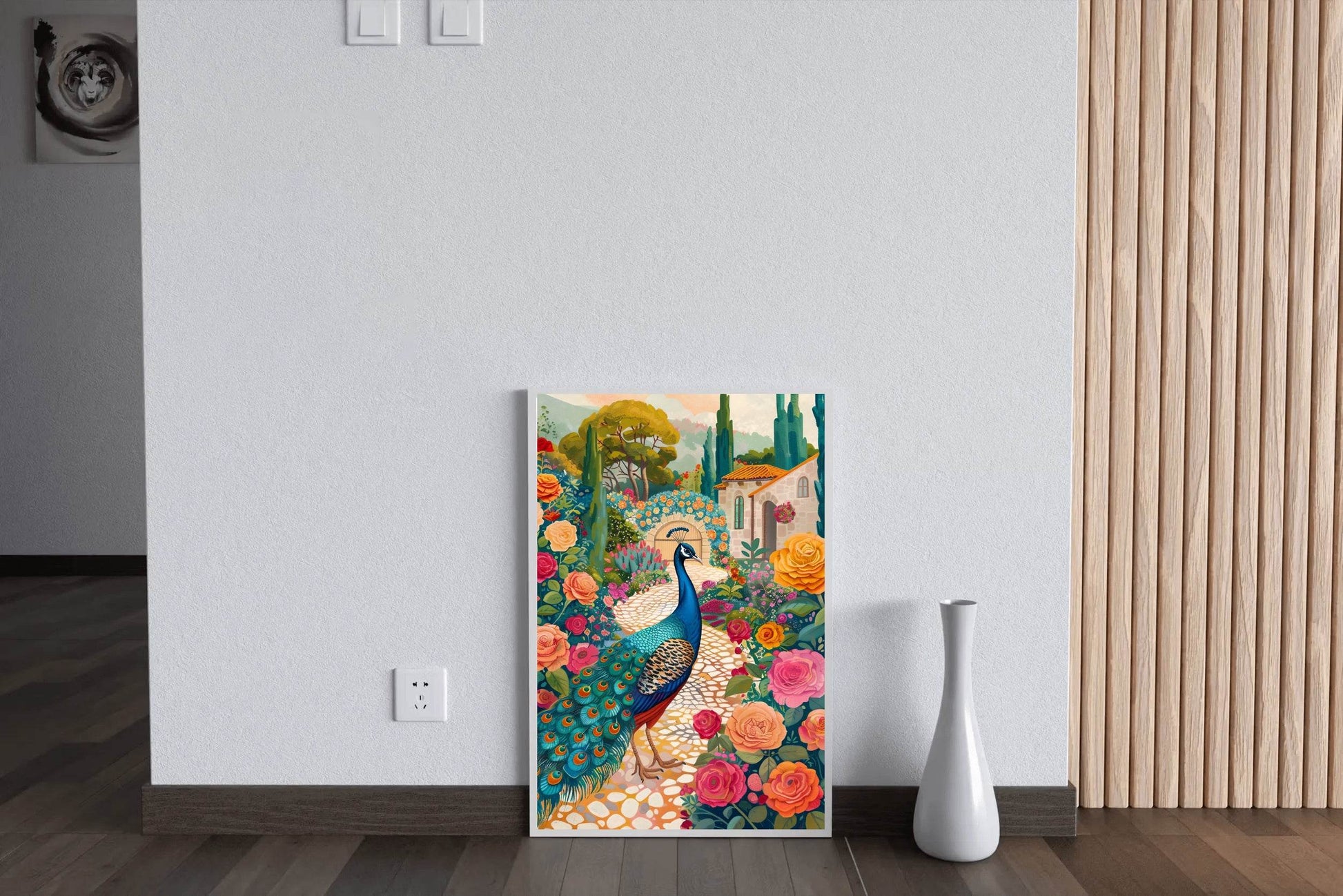 Painting of a Peacock Standing in the Garden - beink online art store