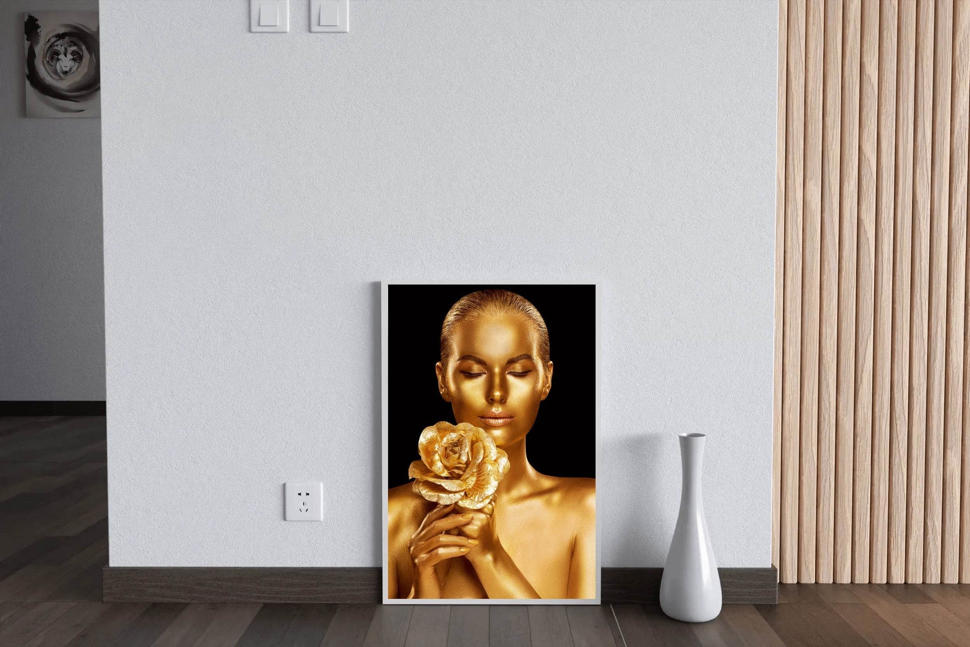 Golden Body Of a Woman With a Rose Wall Art - beink online art store